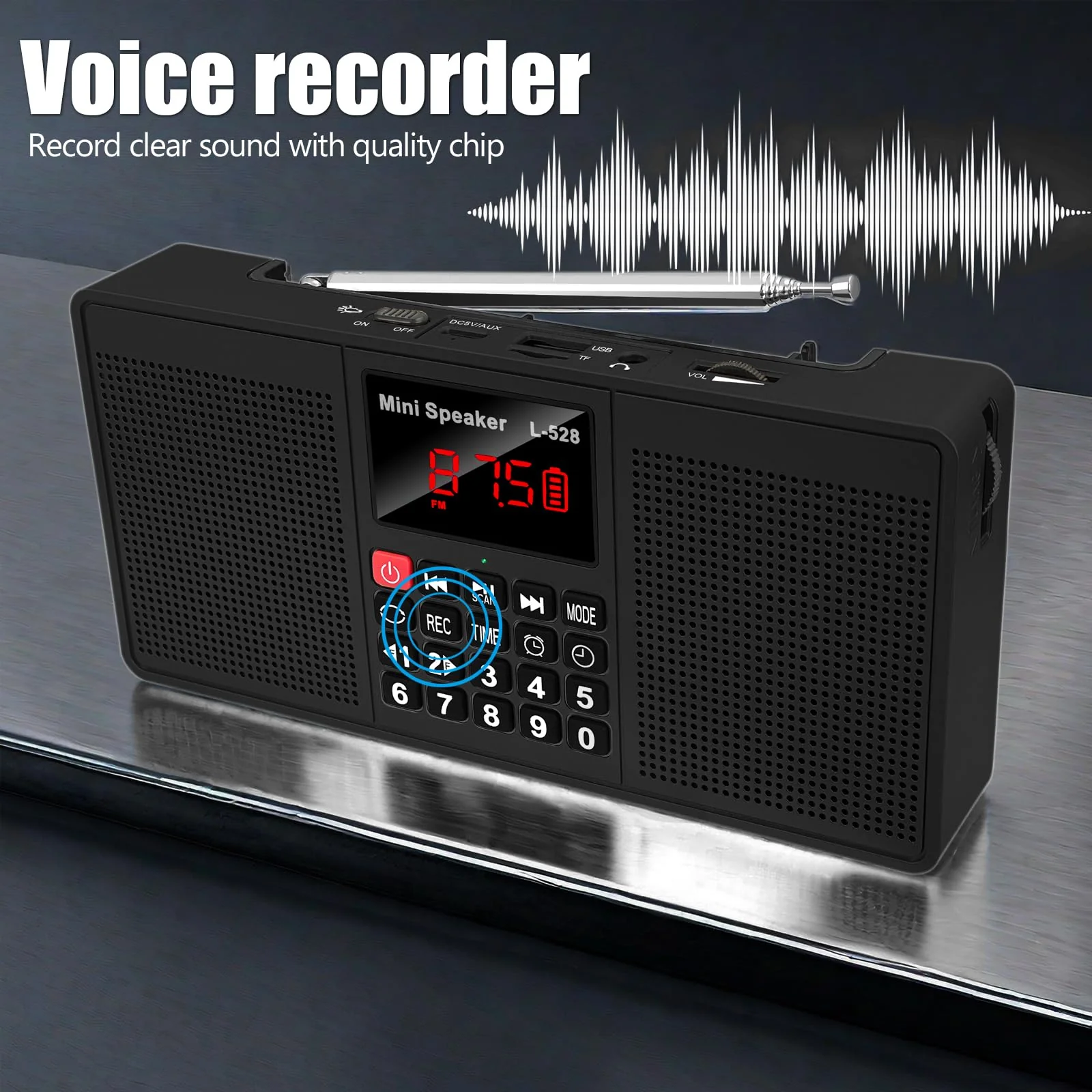 Radios Portable AM FM Bluetooth/Micro SD Card/USB Flash Drive MP3 Playback Dual Speakers and Emergency Flashlight Battery Operated Small Radio Suitable for Home and Outdoor Camping Essentials BLACK - Image 7