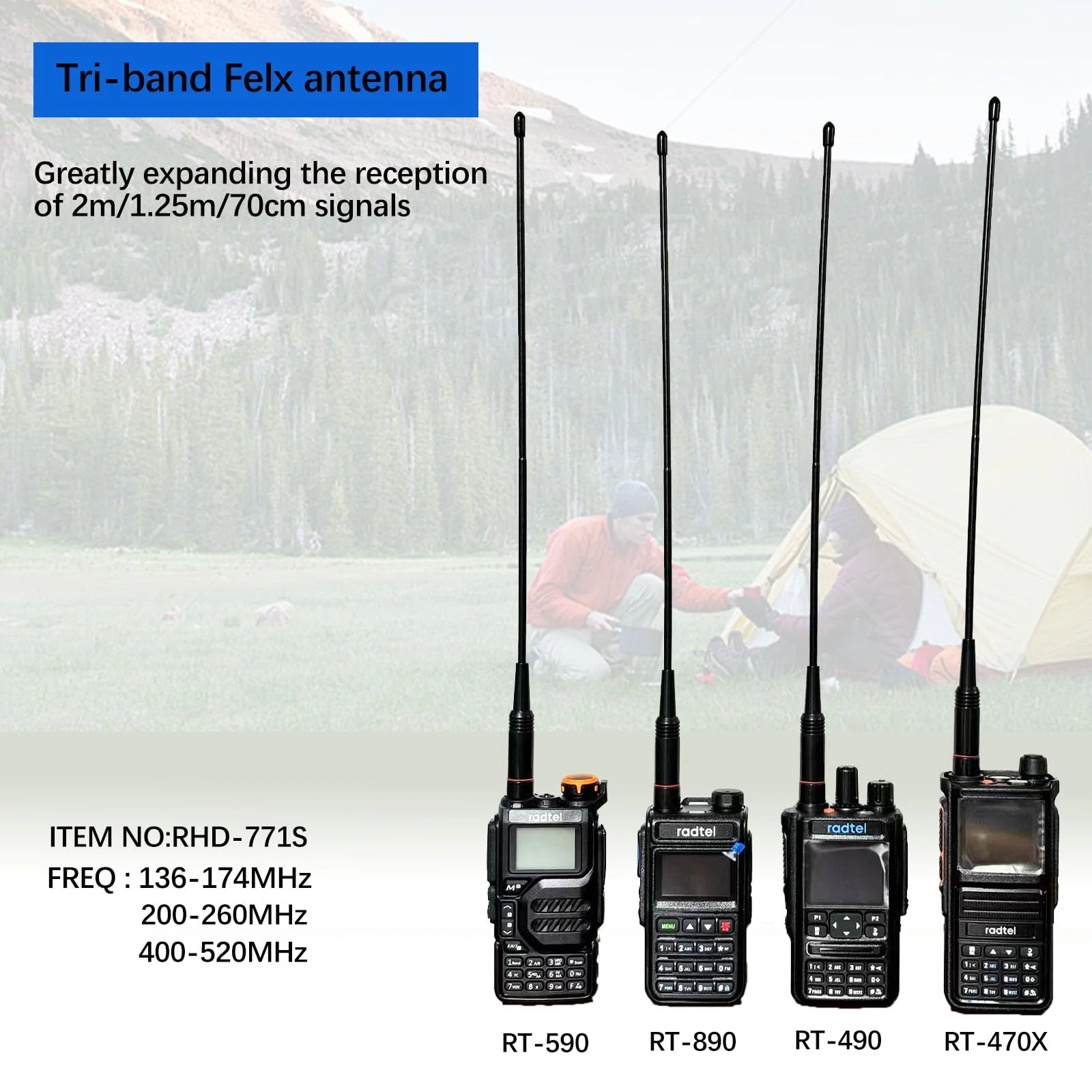 Radtel Tri-Band Flex Antenna RHD-771S 144//220/430Mhz 35cm/13.7inch SMA Female Foldable Soft Antenna Compatible with Baofeng/Kenwood/Radtel RT-900 RT-470X RT-890 RT-730 RT-4D Radios - Image 2