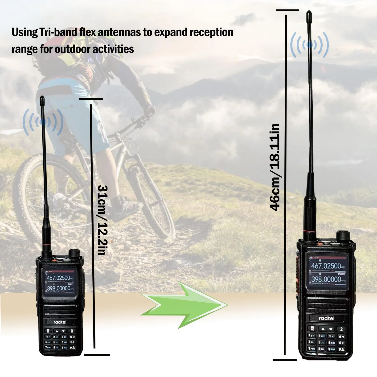 Radtel Tri-Band Flex Antenna RHD-771S 144//220/430Mhz 35cm/13.7inch SMA Female Foldable Soft Antenna Compatible with Baofeng/Kenwood/Radtel RT-900 RT-470X RT-890 RT-730 RT-4D Radios - Image 3
