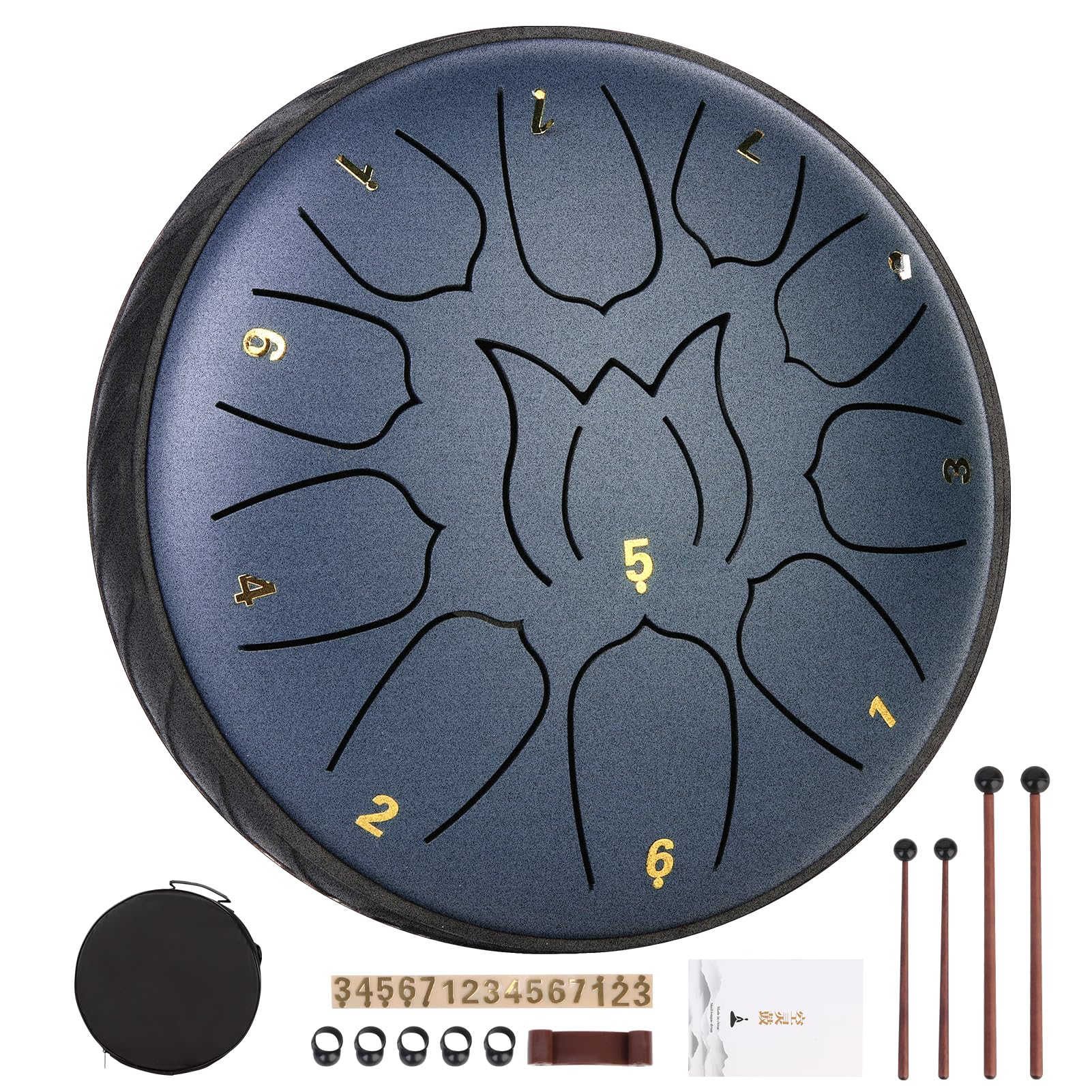 Rain drum for Outside Garden When It Rains, 6 Inch 11 Notes Steel Tongue Drums, Ethereal Handpan, Large Musical Instruments Sound Therapy Meditation, Outdoor Pocket Chime Set, Adults Hand Pan