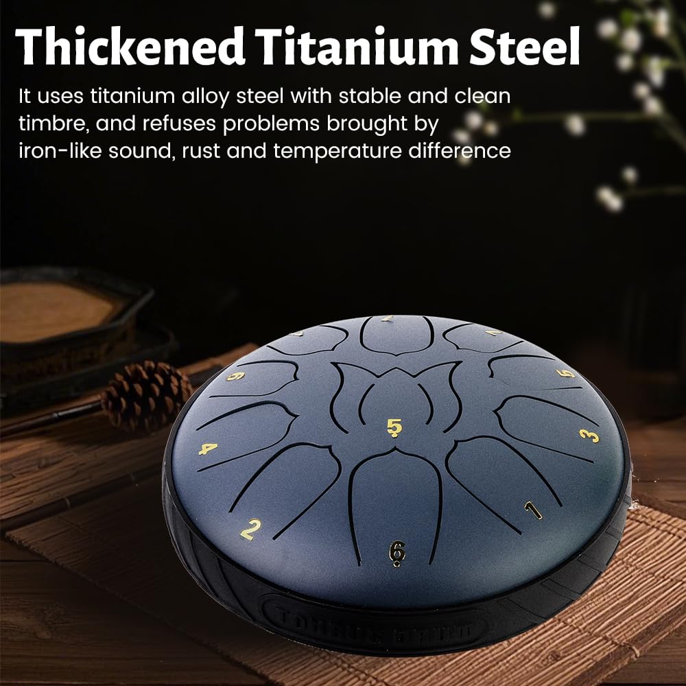 Rain drum for Outside Garden When It Rains, 6 Inch 11 Notes Steel Tongue Drums, Ethereal Handpan, Large Musical Instruments Sound Therapy Meditation, Outdoor Pocket Chime Set, Adults Hand Pan - Image 2