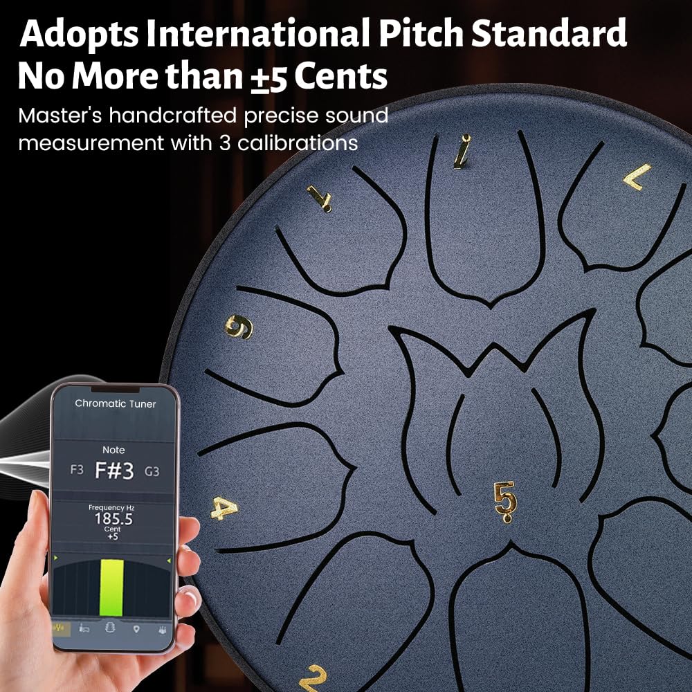Rain drum for Outside Garden When It Rains, 6 Inch 11 Notes Steel Tongue Drums, Ethereal Handpan, Large Musical Instruments Sound Therapy Meditation, Outdoor Pocket Chime Set, Adults Hand Pan - Image 3