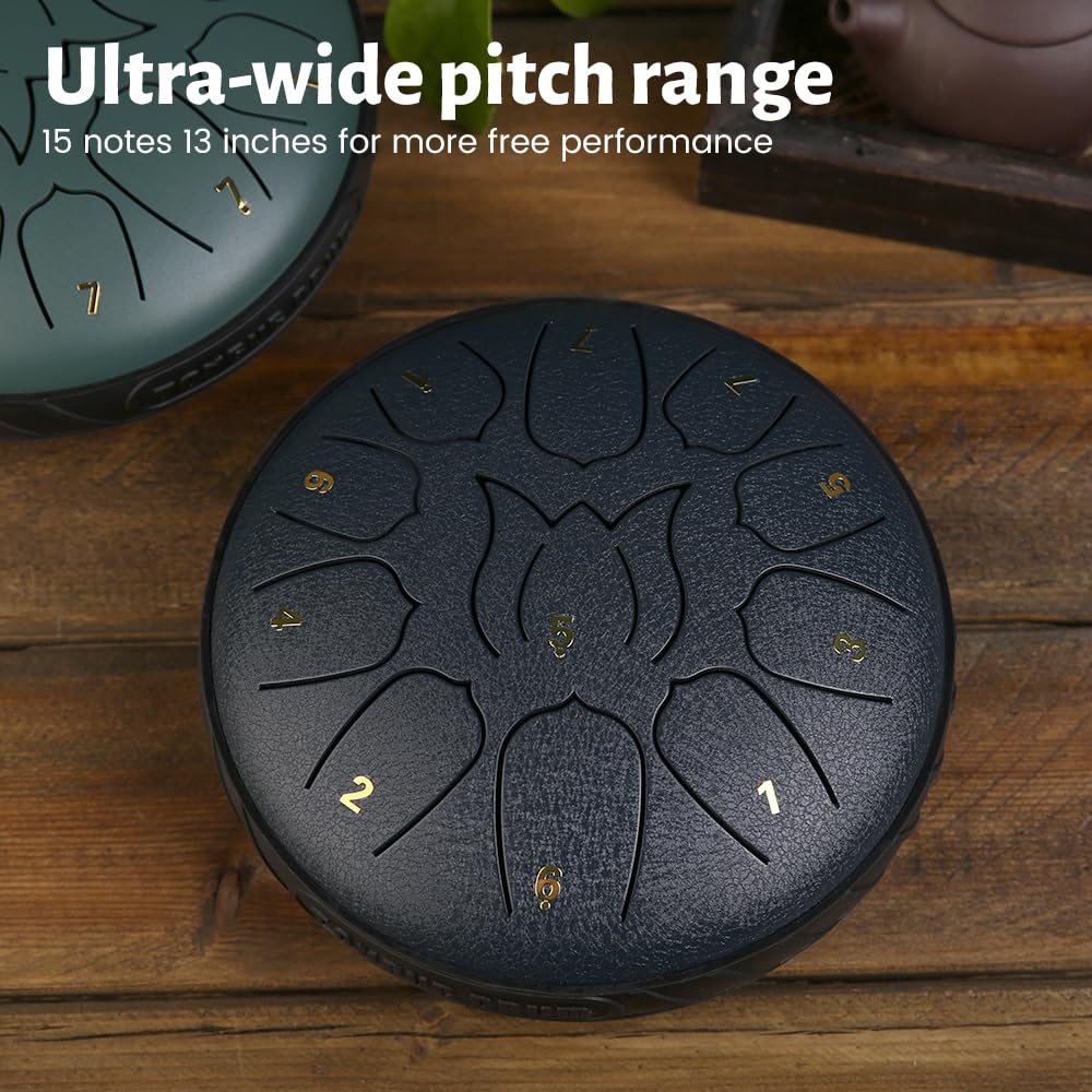 Rain drum for Outside Garden When It Rains, 6 Inch 11 Notes Steel Tongue Drums, Ethereal Handpan, Large Musical Instruments Sound Therapy Meditation, Outdoor Pocket Chime Set, Adults Hand Pan - Image 6