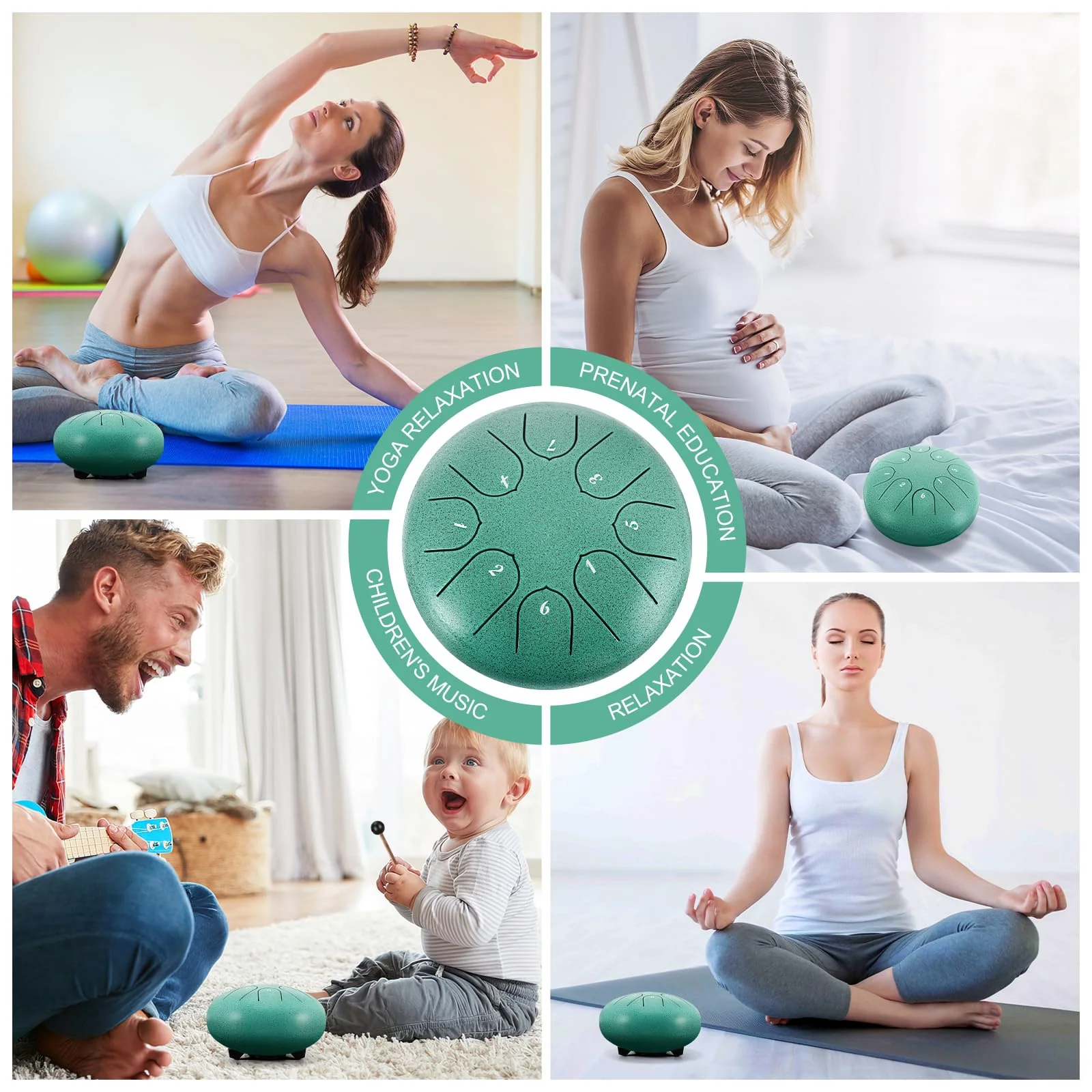 Rain Drum for Outside, Steel Tongue Drum 8 Notes 6 Inches Chakra Tank Drum, for Yoga Musical Education,with Drumsticks Drumstick Stand Tutorial Book Note Stickers Finger Cots(Malachite) Malachite 6 inch 8 notes - Image 7