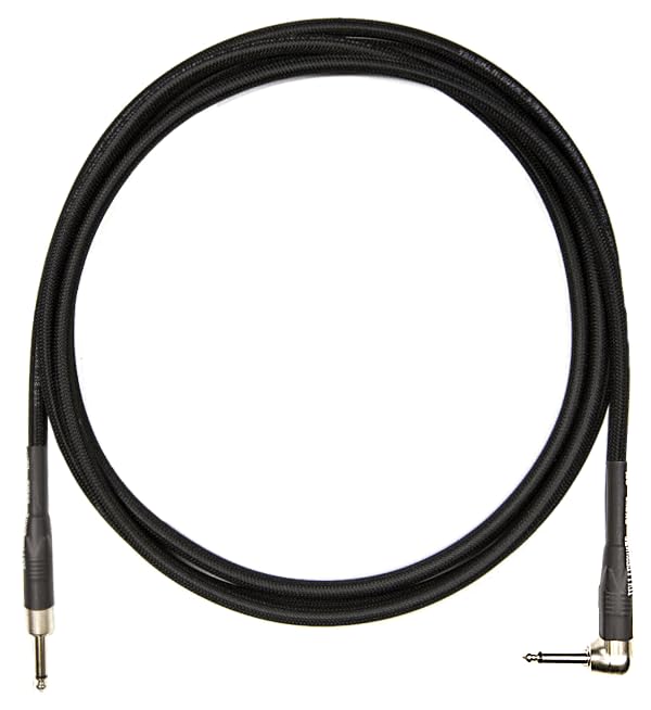 Rattlesnake Cable - 10 Foot Standard Black Guitar Instrument Cable Straight to Right Angle 1/4-Inch plugs