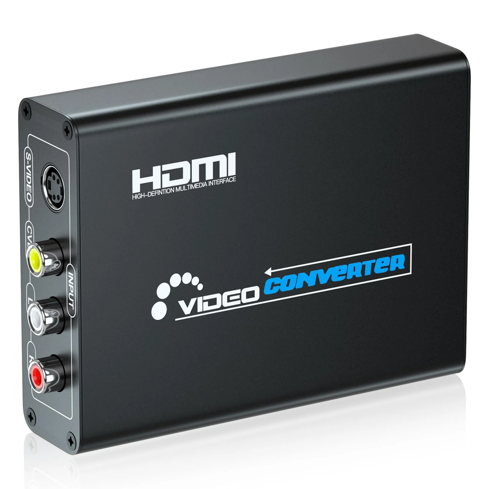 RCA Svideo to HDMI Converter with RCA and Svideo Cables, AV Svideo HDMI Adapter, Composite AV RCA to HDMI Converter for PS1/PS2/Wii/NGC/DVD/VHS/VCR