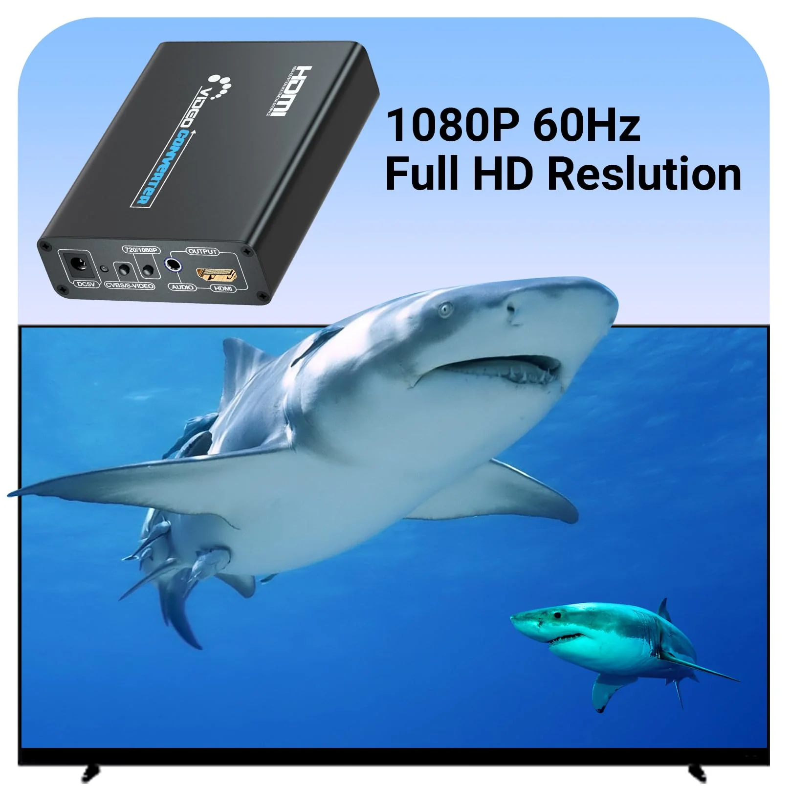 RCA Svideo to HDMI Converter with RCA and Svideo Cables, AV Svideo HDMI Adapter, Composite AV RCA to HDMI Converter for PS1/PS2/Wii/NGC/DVD/VHS/VCR - Image 4