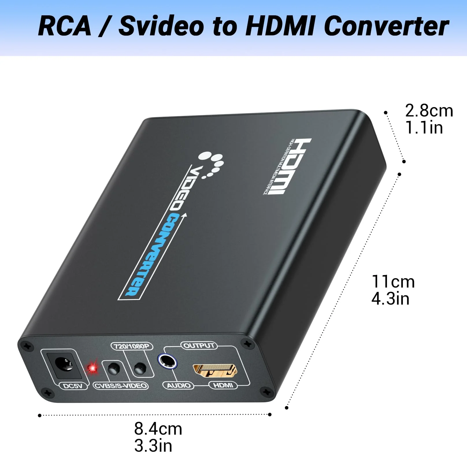 RCA Svideo to HDMI Converter with RCA and Svideo Cables, AV Svideo HDMI Adapter, Composite AV RCA to HDMI Converter for PS1/PS2/Wii/NGC/DVD/VHS/VCR - Image 6