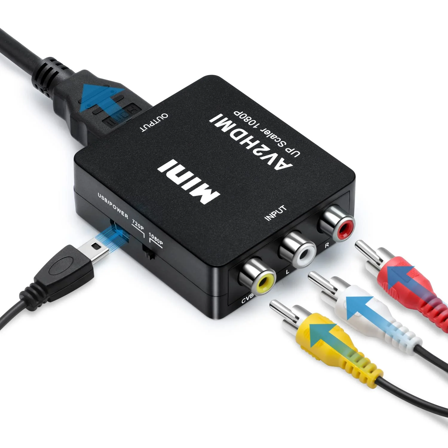 RCA to HDMI Converter, 1080P Mini RCA Composite CVBS Video Audio Supporting PAL/NTSC for TV/PC/ PS3/ STB/Xbox VHS/VCR/Blue-Ray DVD Players (RCA Adapter+HDMI Cable) 2 in 1 - Image 7