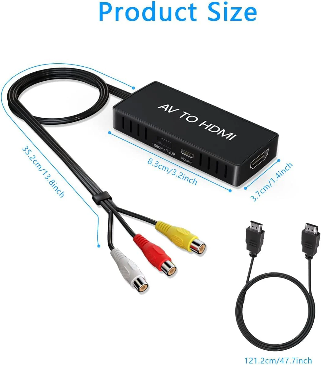 RCA to HDMI Converter, AV to HDMI Adapter,1080P Capture Converter,Composite to HDMI,Support WII/WII U/PS one/PS2/PS3/STB/Xbox/VHS/VCR/Blue-Ray DVD RCA to Hdmi - Image 5