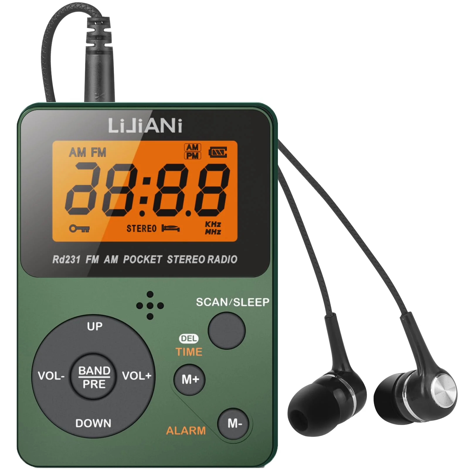 rd231 Pocket AM FM Radio Portable with Best Reception,Power by AAA Battery Mini Digital Tuning Walkman Radio with Stereo Earphone,Large LCD Screen and Lock Screen for Walk/Jogging/Gym/Camping