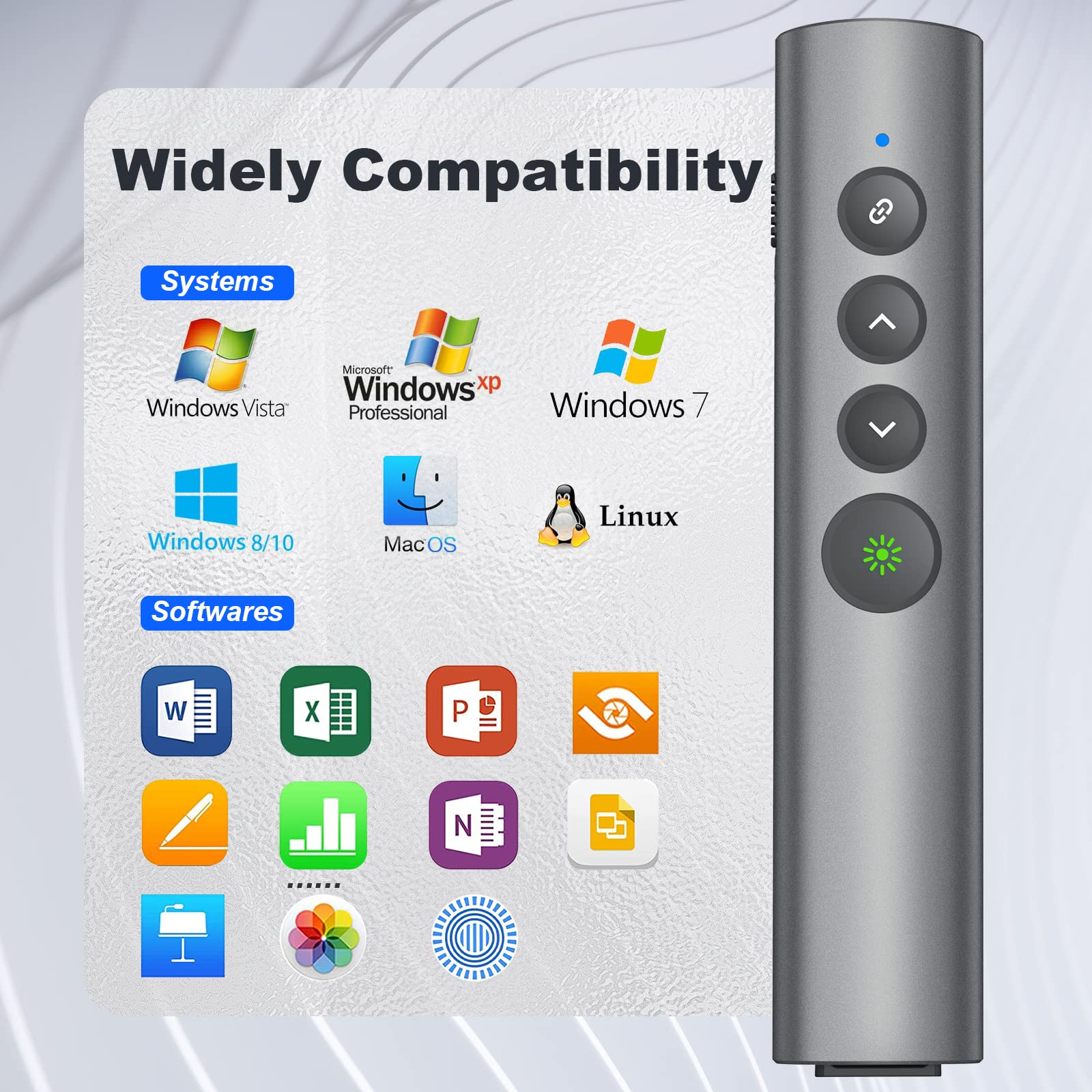 Rechargeable Green Laser Pointer for Presentation, Clicker for PowerPoint Presentations, USB-C/A Power Point Clicker, Wireless Presenter Remote for Computer/Mac/PPT/Google Slide Advancer Metal 02 Green Laser - Image 7