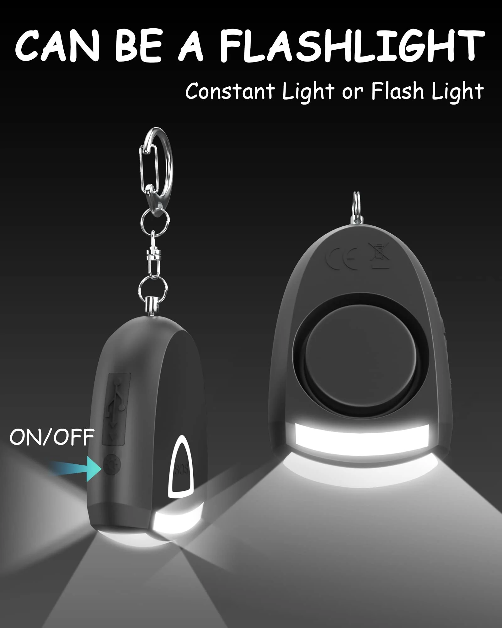 Rechargeable Personal Alarm for Women - Personal Safety Alarm, Siren Alarm, Flash Light, 130 dB, Self Keychain, Birthday Gifts for Women, Daughter, College Student, Girl, Teen, Kids (Aqua) Aqua - Image 3