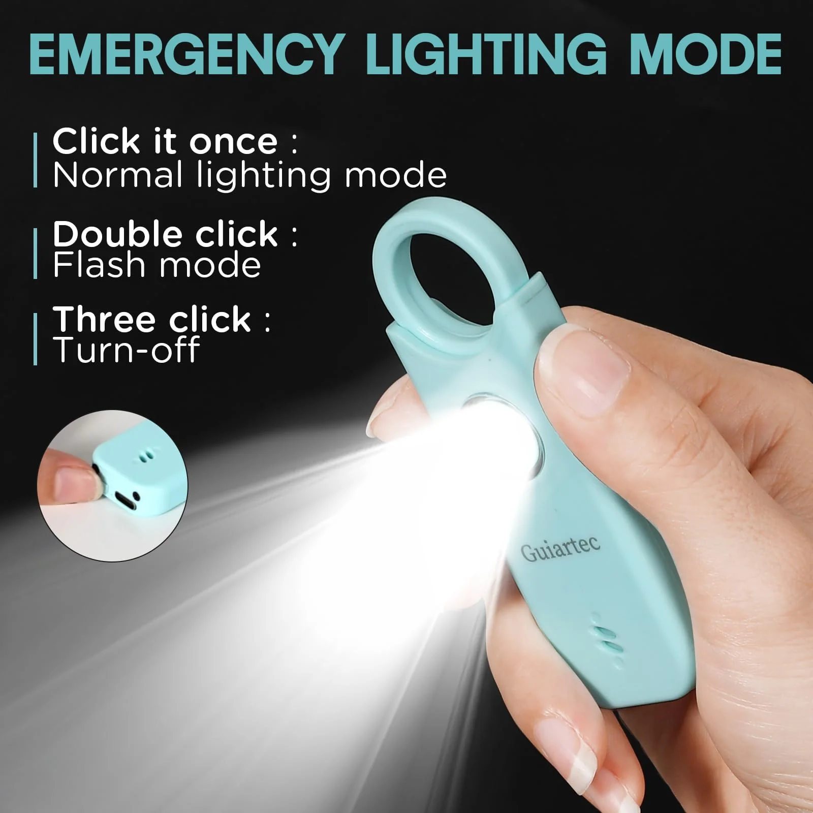 Rechargeable Personal Safety Alarm for Women, 135 dB Loud Self Defense Keychain Siren with LED Strobe Light, Personal Emergency Security Safe Devices Key Chain Alarms for Women Kids Elderly (Aqua) Aqua - Image 4