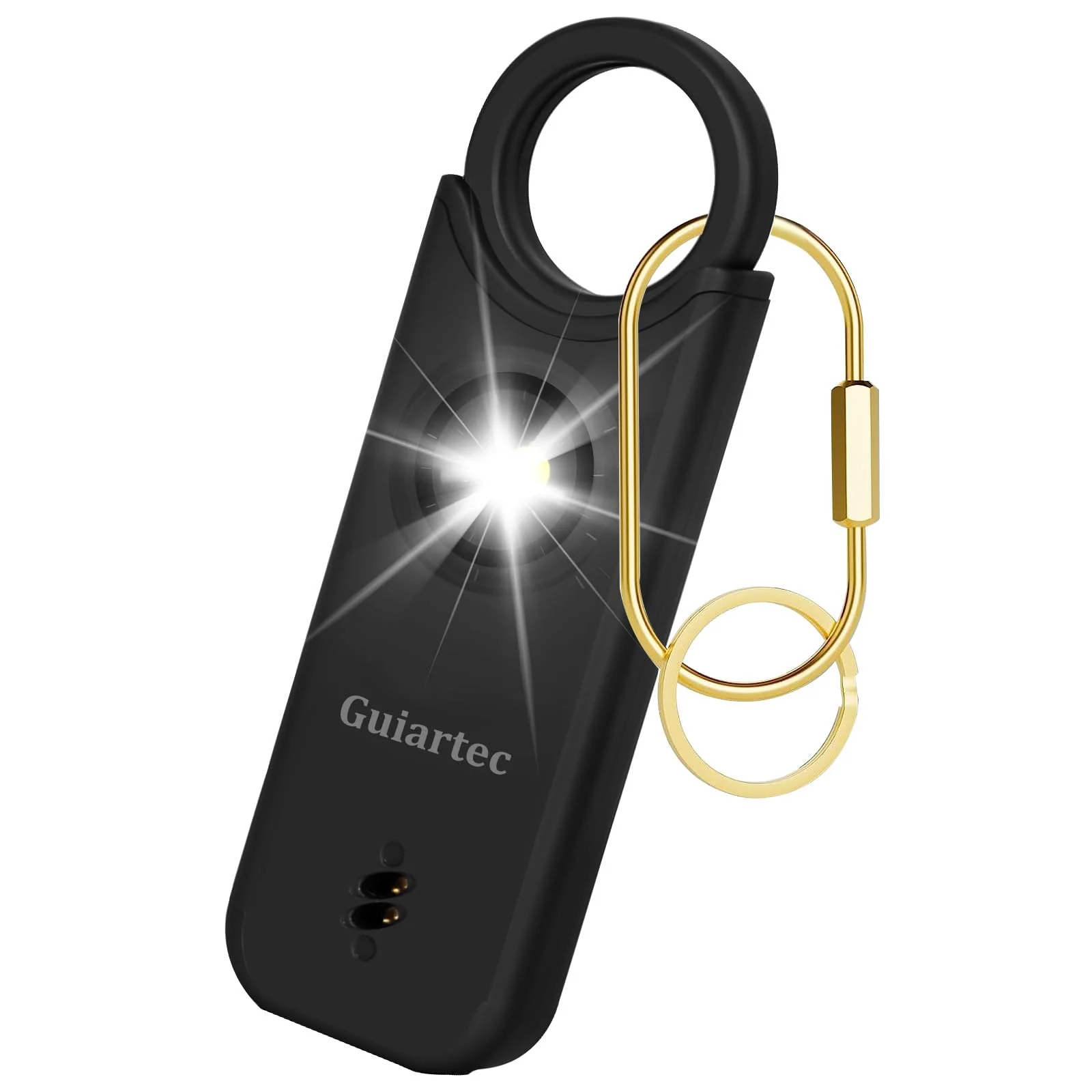 Rechargeable Personal Safety Alarm for Women, 135 dB Loud Self Defense Keychain Siren with LED Strobe Light, Personal Emergency Security Safe Devices Key Chain Alarms for Women Kids Elderly (Black) Black