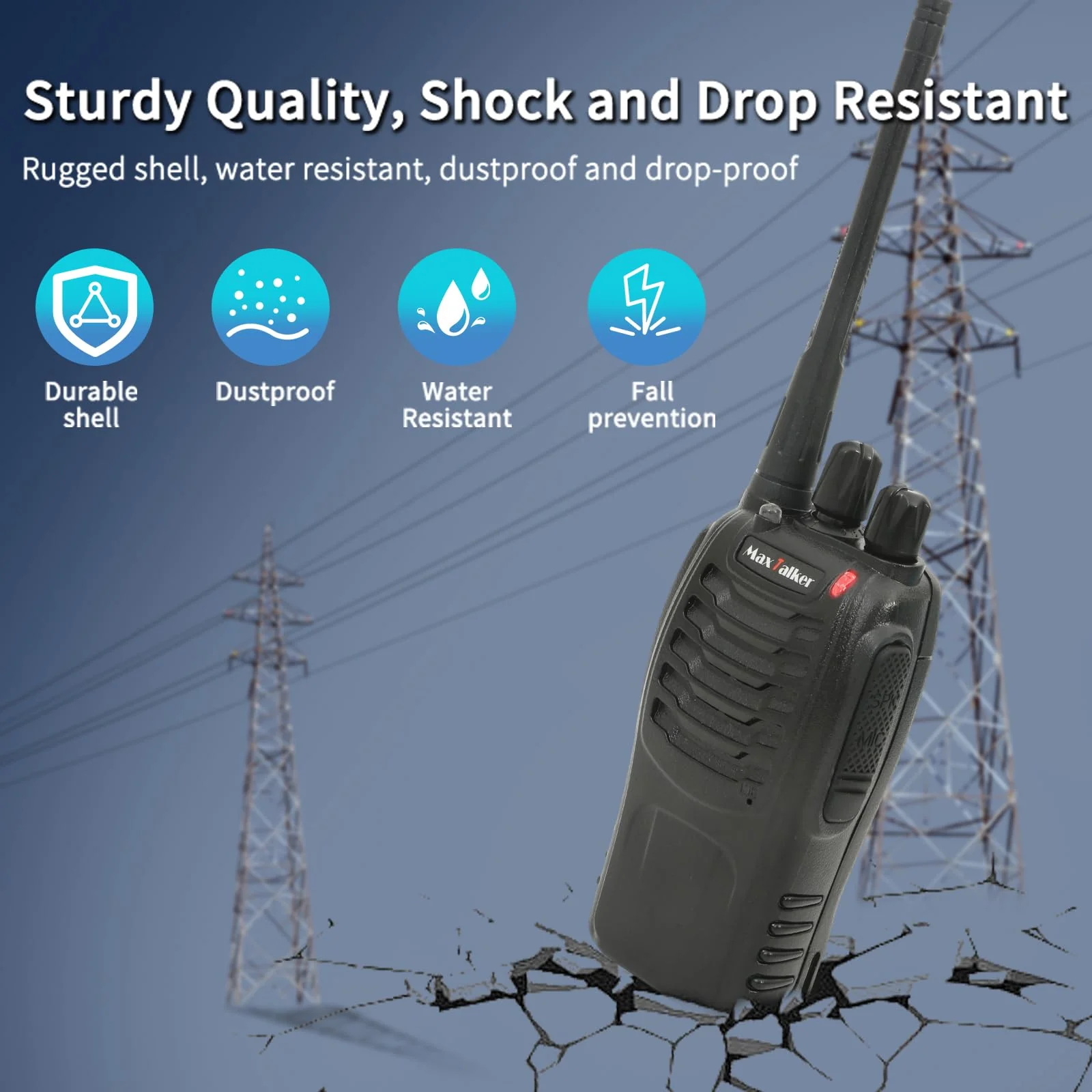 Rechargeable Walkie Talkies Long Range: MaxTalker Walkie Talkie Earpiece with Mic, Walkie Talkies for Adults 16 Channels Walky Talky, Two Way Radios with Flashlight and Charger, Walkie Talkies 2 Pack - Image 6