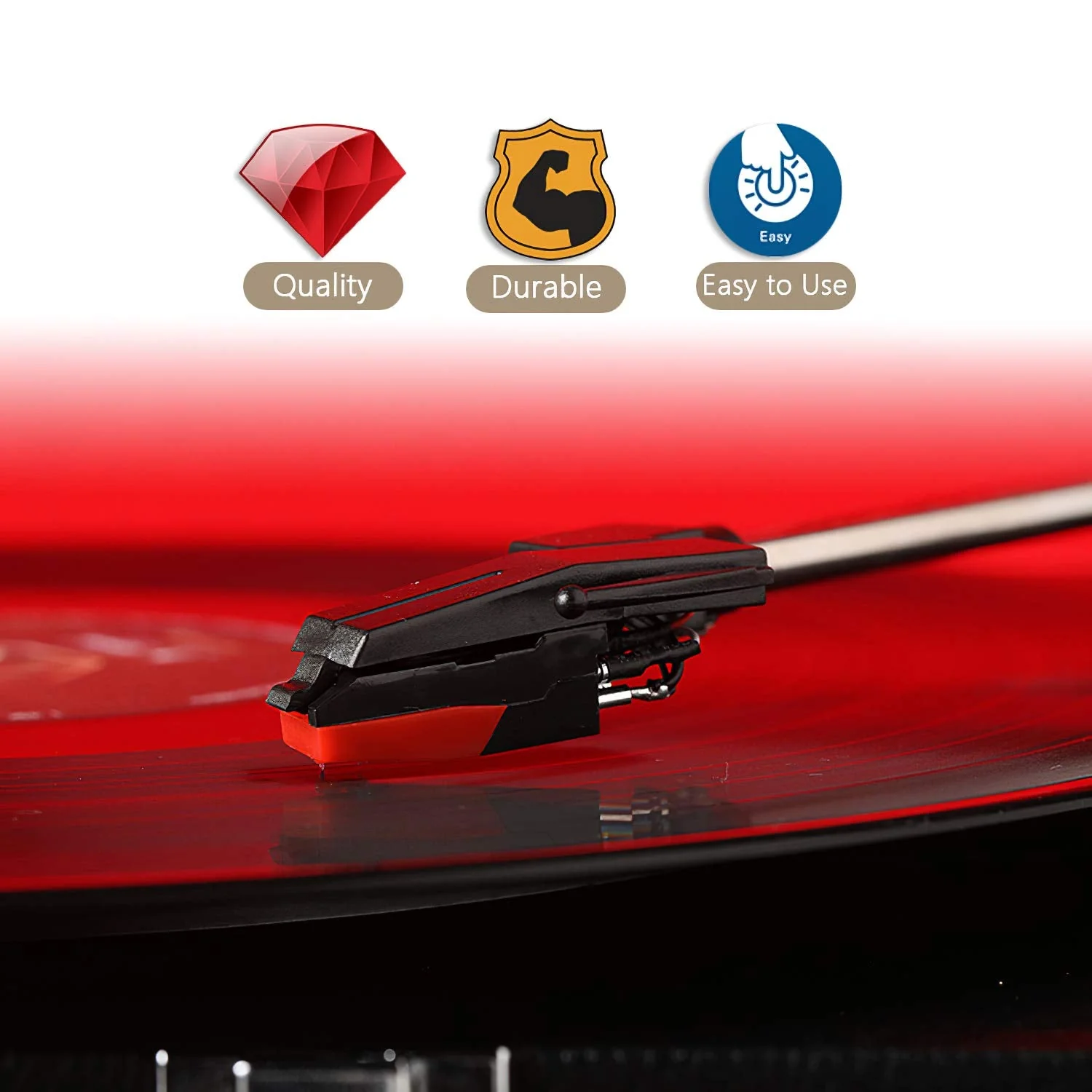 Record Player Needles Replacement, 5 Pack Turntable Replacement Needle for Vinyl Record Player LP Phonograph,Victrola, ION, Crosley Red - Image 2