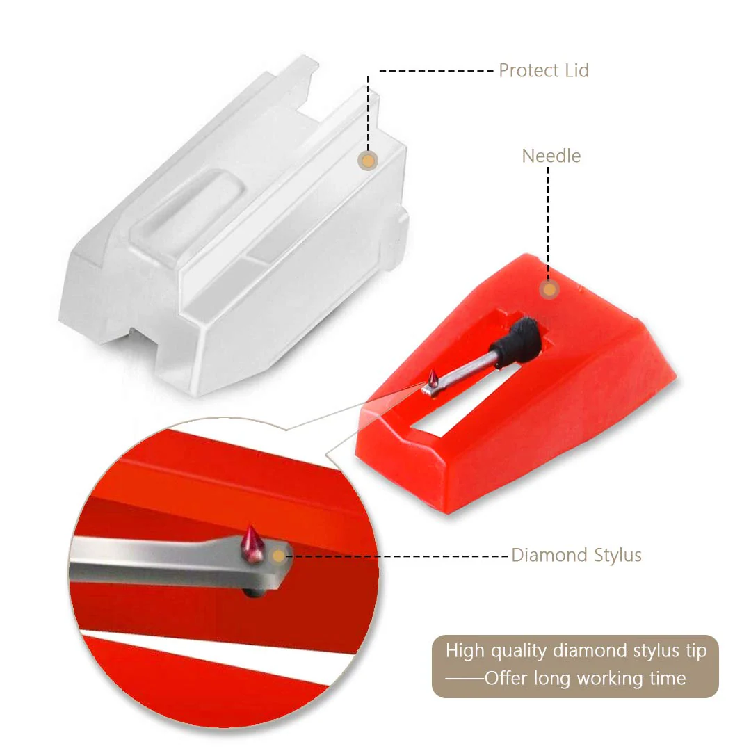 Record Player Needles Replacement, 5 Pack Turntable Replacement Needle for Vinyl Record Player LP Phonograph,Victrola, ION, Crosley Red - Image 3