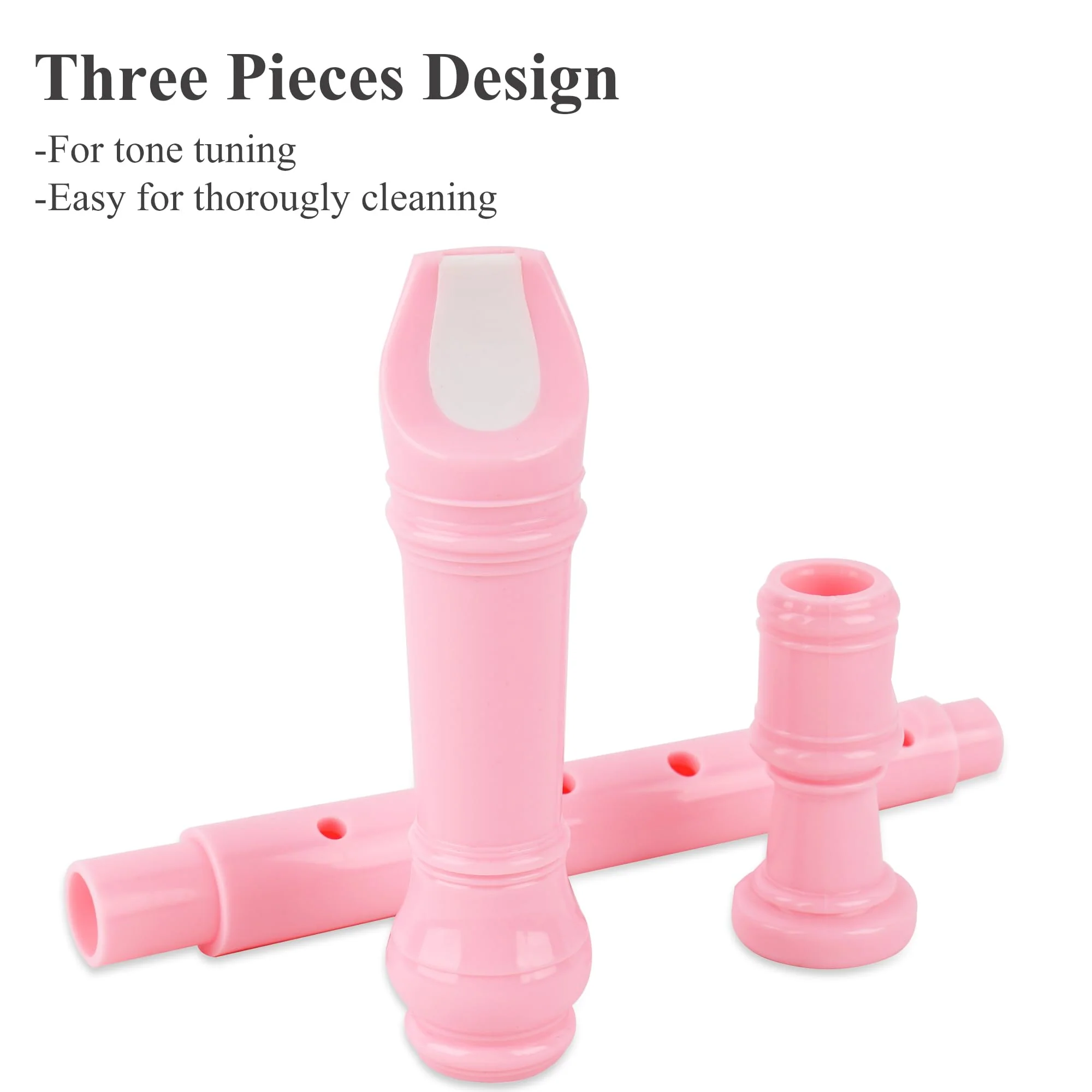 Recorder Instrument for Beginner Kids Adults,8-Hole Soprano Descant Recorder Music Flute with Cleaning Rod & Case Bag For School Student Home Entertainment(2-Pink Flamingo2) 2-Pieces 2-Pink Flamingo2 - Image 3