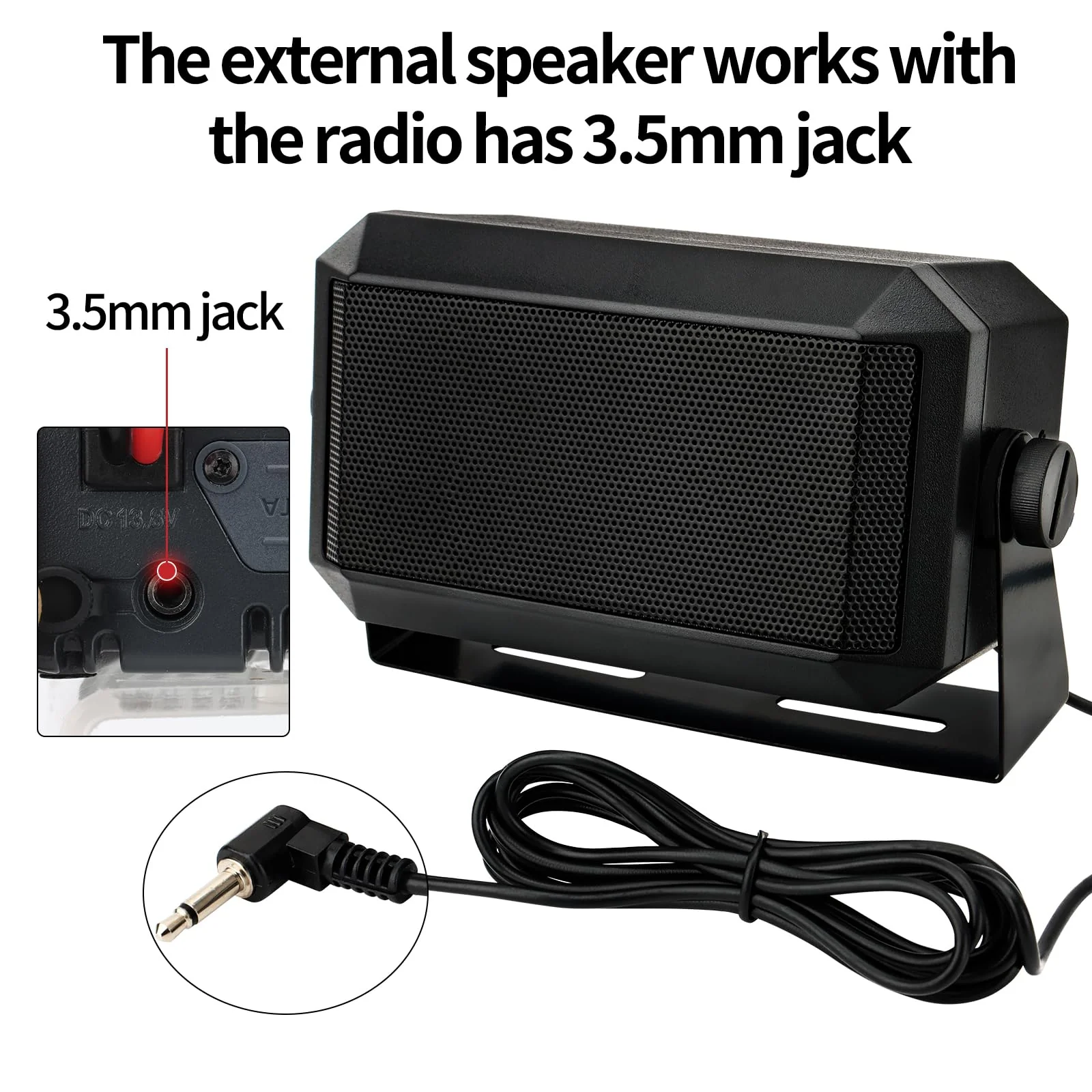 Rectangular External Communications Speaker/CB Radio Speaker for Ham Radio, CB Speaker External Scanners for All 3.5mm Audio Plug CB Radios and Mobile Radio - Image 4