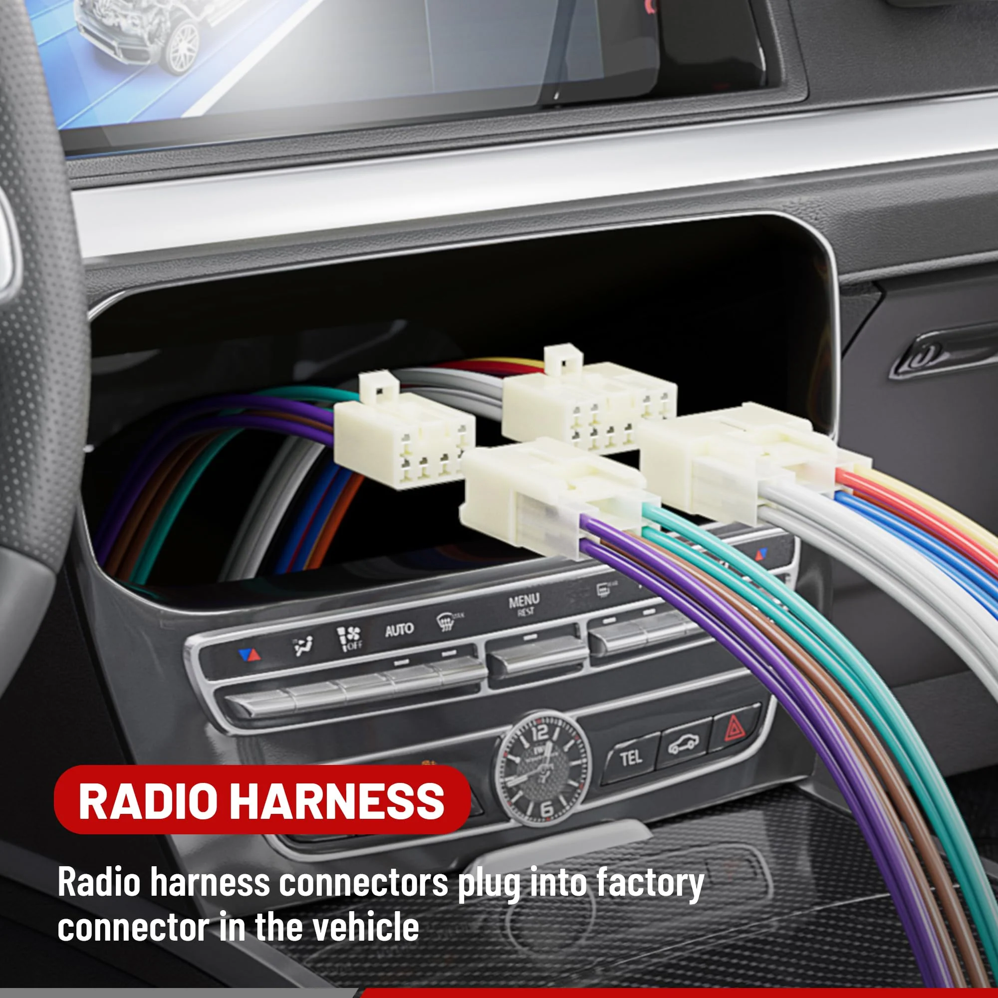 RED WOLF Car Radio T-Harness Wiring OBDII Connector Plug for Select Toyota 2012-2019 HRN-RR-TO2 Retain Steering Wheel Control AMP Interface Compatible with Meastro ADS-MRR Module Aftermarket Stereo - Image 3