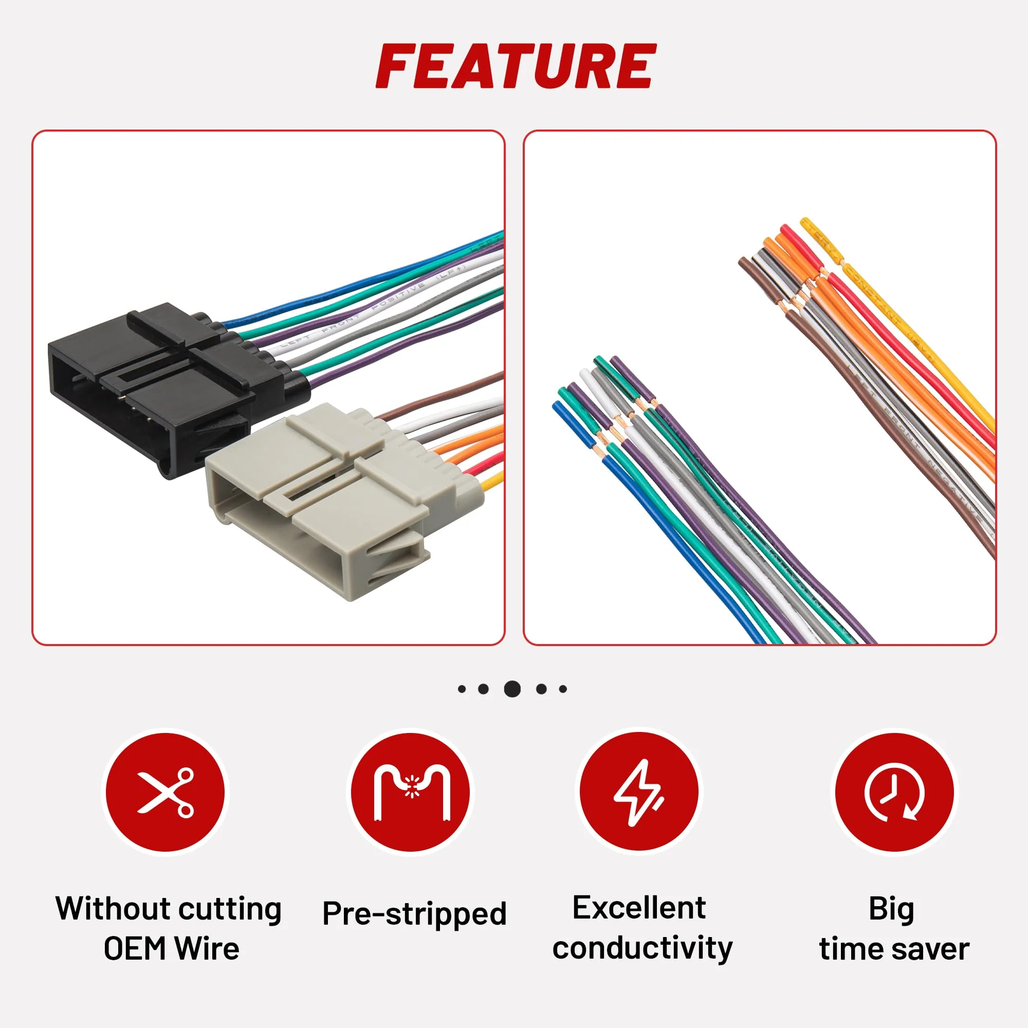 RED WOLF Car Radio Wire Harness Replacement for Jeep Cherokee 1997-2001, 1999 Chrysler 300m 1999-2001, Dodge Neon 1995-2001 Install Aftermarket Stereo Wiring Cable Connector Adapter Plug - Image 5