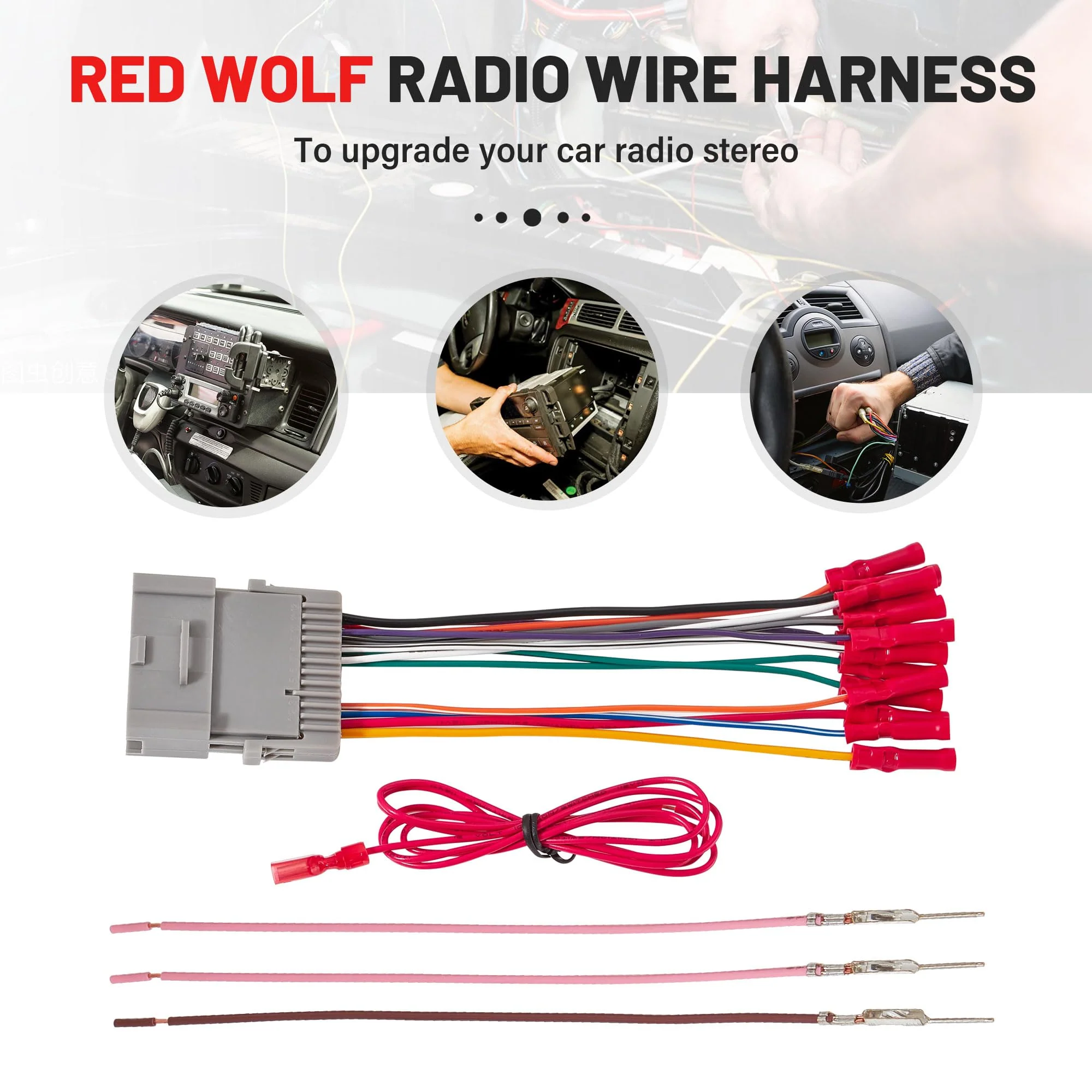 RED WOLF Car Stereo Wiring Harness Fit for 2002-2008 GMC Envoy Sierra, Chevy Silverado Impala w/Connector Butt Install Aftermarket Radio Wire Cable Connector Plug Adapter - Image 6