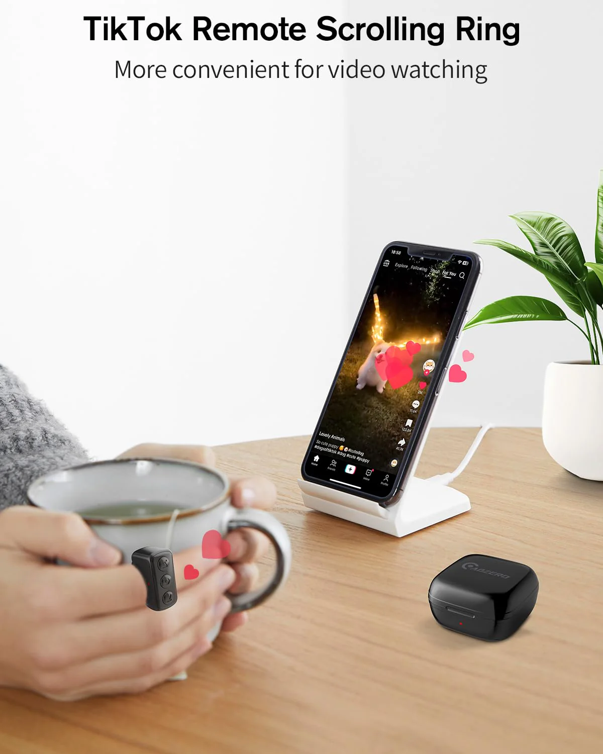 Remote Control for TikTok, Bluetooth Scrolling Ring for TIK Tok, Page Turner for Kindle App, Wireless Camera Remote Shutter for iPhone iPad Android -Black(Not for Kindle Devices) Black - Image 2