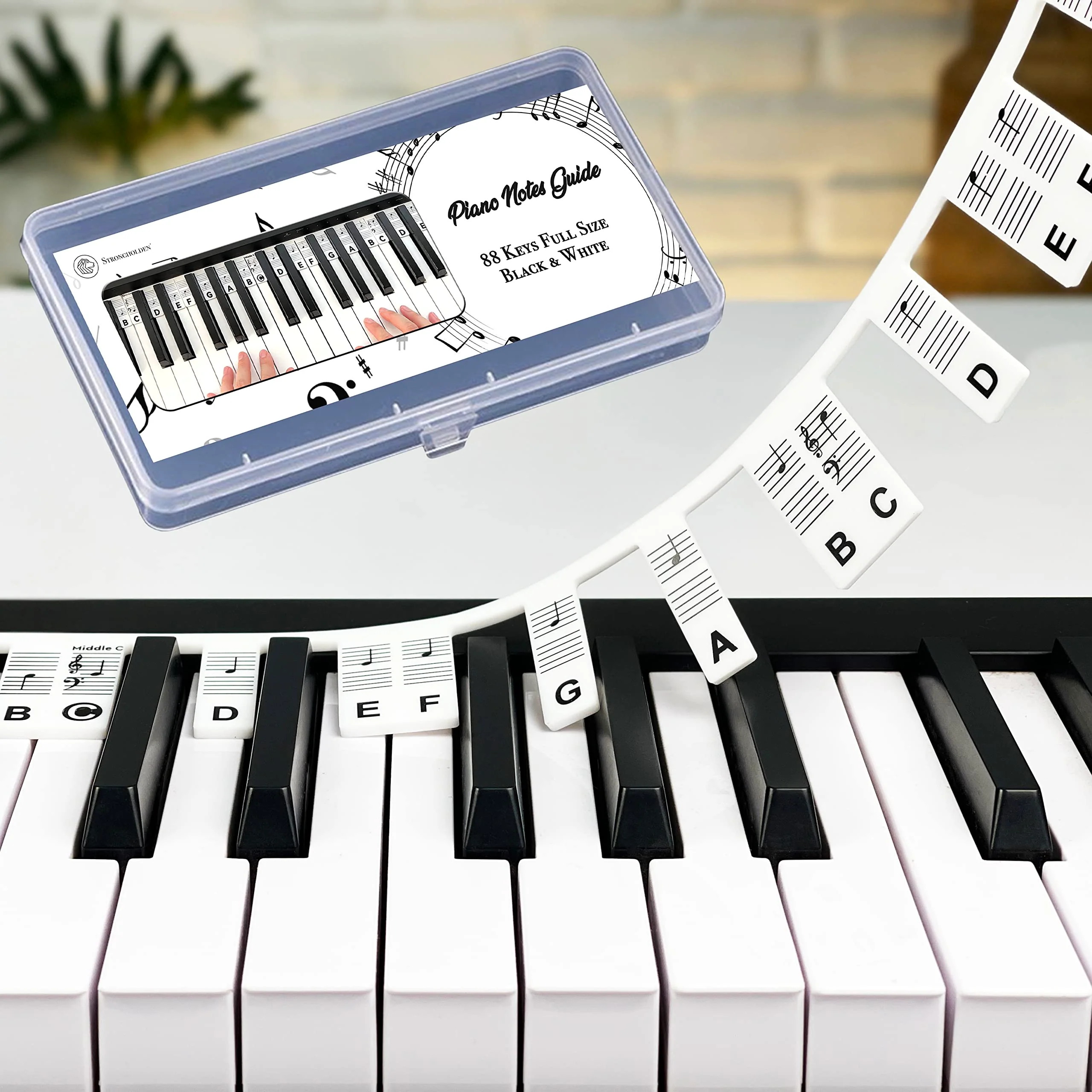 Removable Piano Keyboard Note Labels for Learning, Piano Notes Guide & Piano Keys Guide - 88-Key Full Size, Say Goodbye to Piano Key Stickers & Piano Keyboard Stickers (Classic Black) Classic Black
