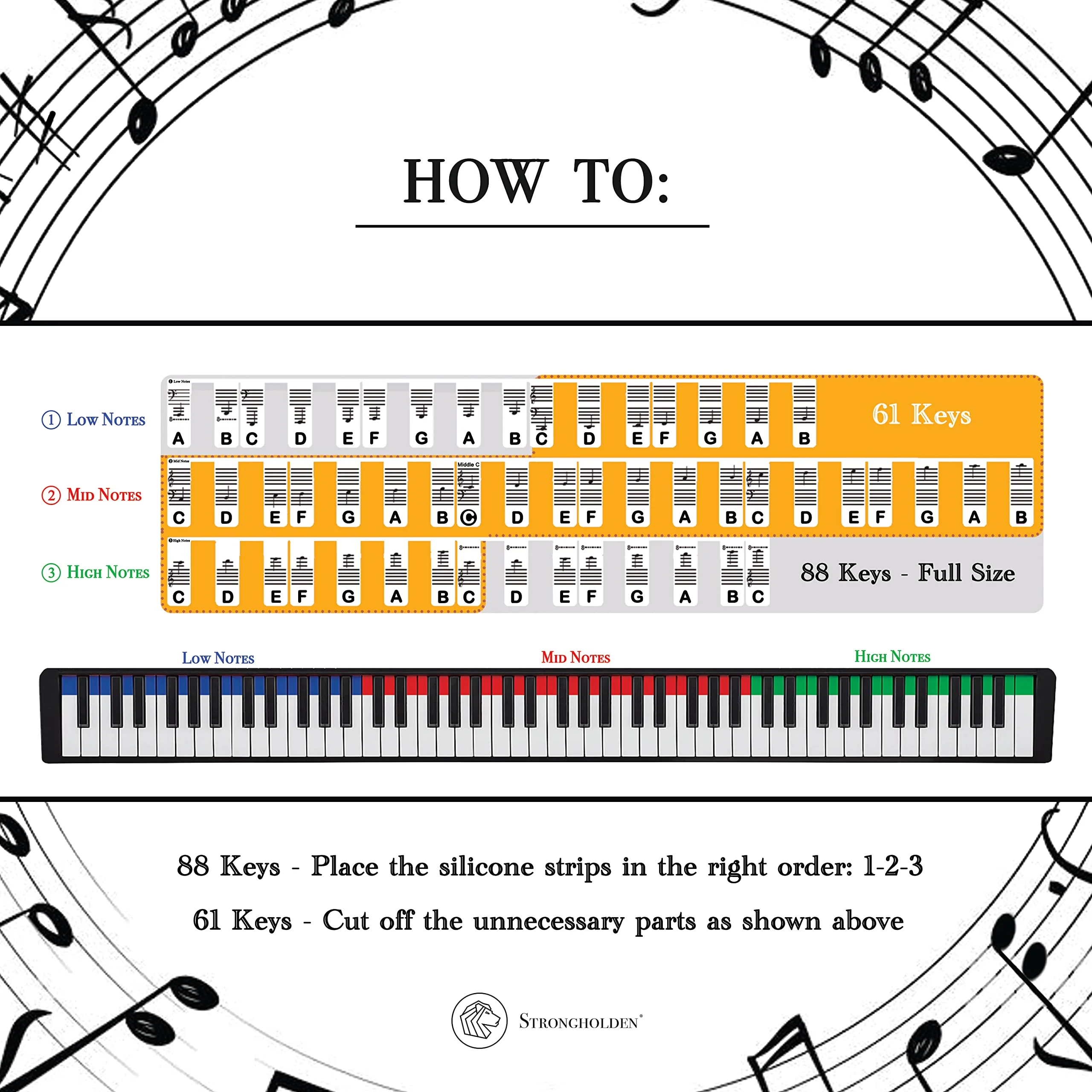 Removable Piano Keyboard Note Labels for Learning, Piano Notes Guide & Piano Keys Guide - 88-Key Full Size, Say Goodbye to Piano Key Stickers & Piano Keyboard Stickers (Classic Black) Classic Black - Image 6
