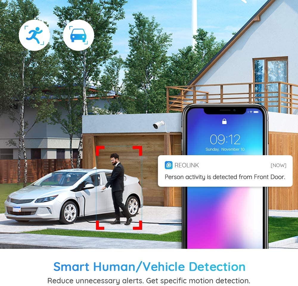 REOLINK Security IP Camera , 5MP Surveillance Outdoor Indoor PoE Camera, Human/Vehicle Detection, 100Ft IR Night Vision, Work with Smart Home, Up to 256GB Micro SD Card, RLC-510A White - Image 2