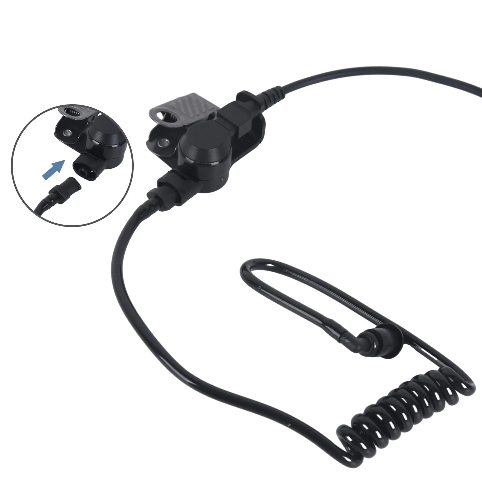 Replacement Acoustic Tube with Connector Replaceable Earpiece Coil Tubes for Two Way Radio Ear Piece Walkie Talkie Surveillance Headset FBI Covert Style Silicon Soft Material (J2, Black) J2 - Image 3