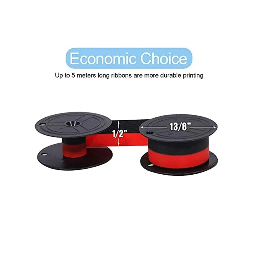Replacement for Porelon 11216 Universal Twin Spool Calculator Ribbon for Nukote BR80c, Sharp EL-1197PIII, Dataproducts R3027, Casio DR-210R, Canon MP11DX MP25DV, Black and Red, 3 Pack - Image 3