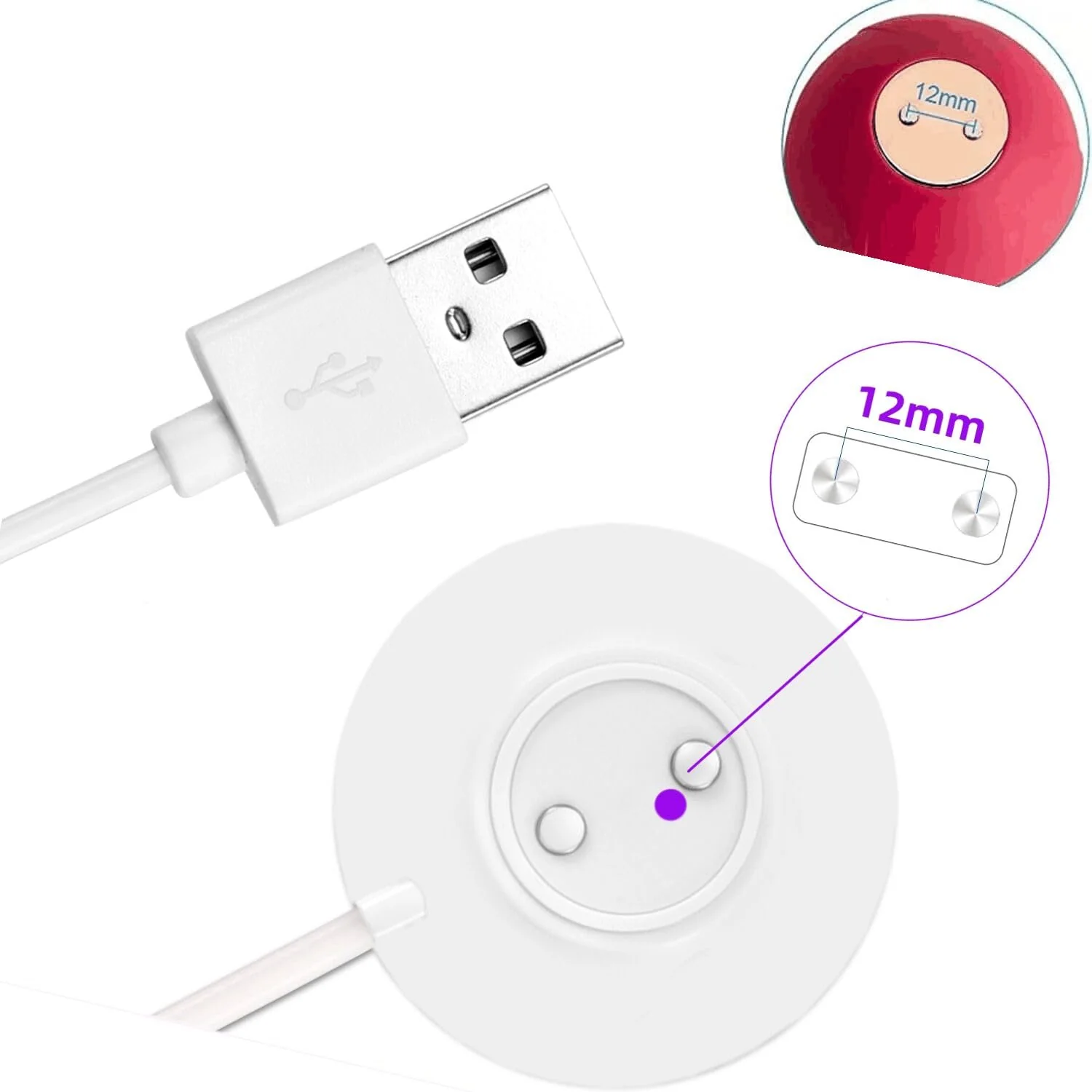 Replacement Rose Charger,Standing Magnetic Charger USB Cable,Replacement Base Dock Station for Rose Only-12mm - Image 2