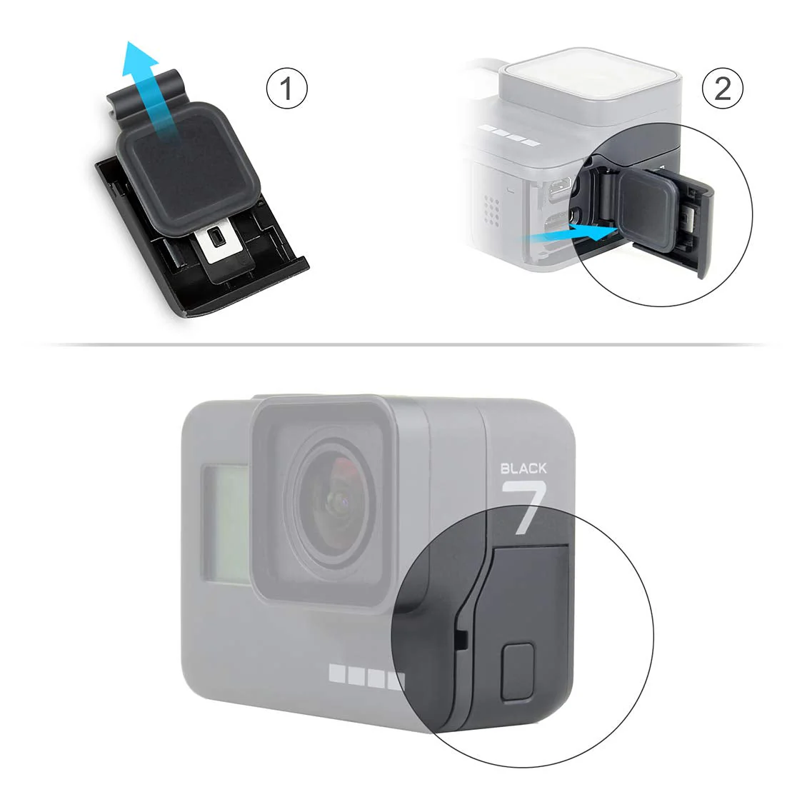 Replacement USB Side Door Cover for GoPro Hero 7 Black Camera Repair Part Accessories Side Door for Gopro Hero 7 Black - Image 6