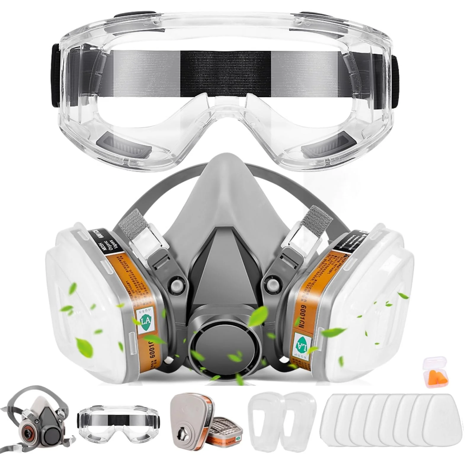 Respirator Mask with Filter and Glasses, Chemical Face Protection for Painting, Dust, Epoxy Resin, Paint