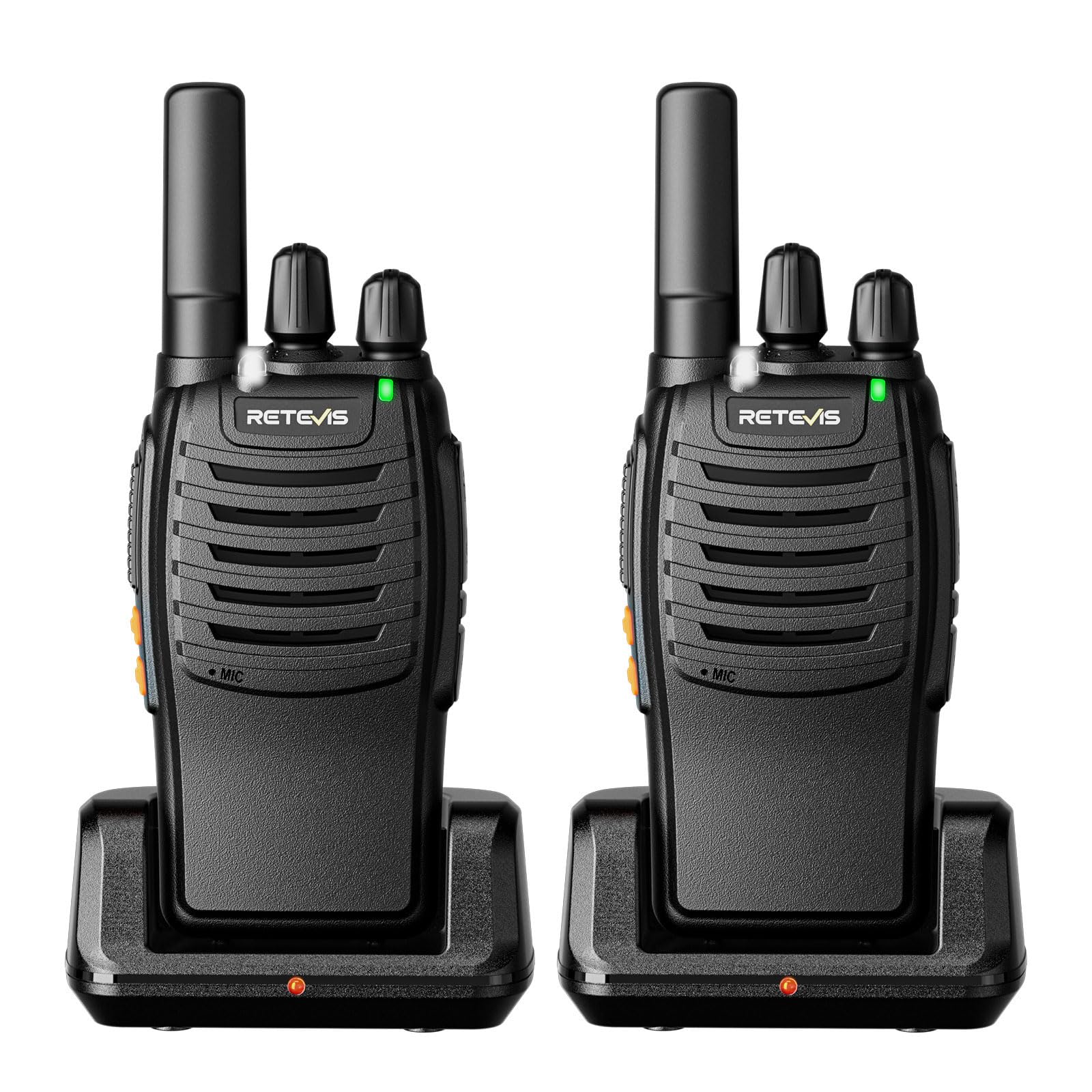 Retevis H-777 Rechargeable Walkie Talkies, Mini 2 Way Radios Long Range, Small Walky Talky, Portable FRS Two Way Radios with LED Flashlight(Black, 2 Pack) without speaker mic