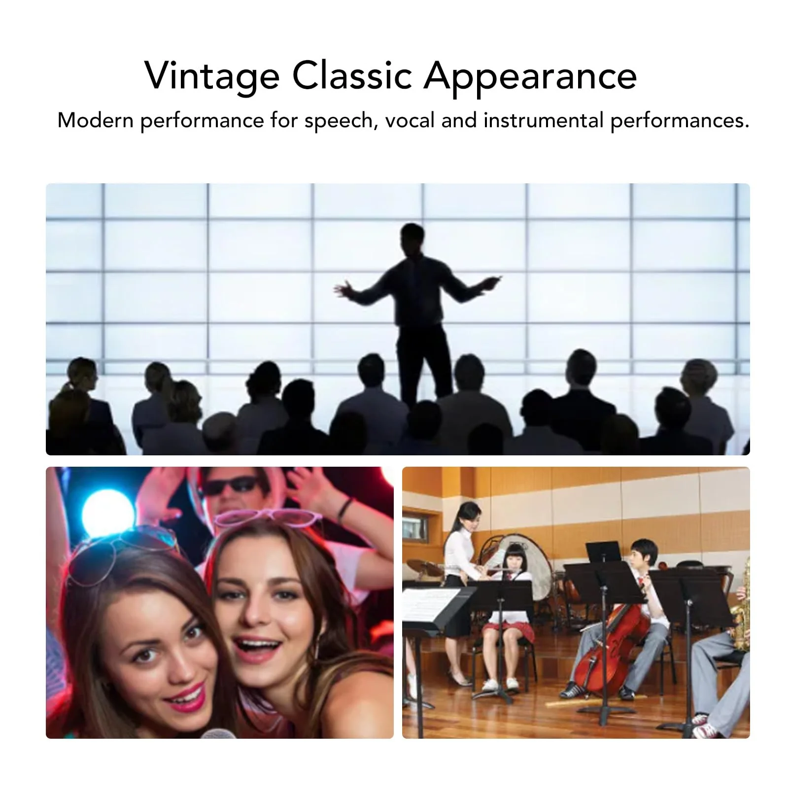 Retro Vintage Microphone, Zinc Alloy Self Tensioning Rack Dynamic Vocal Microphone with Sound, for KTV, Stage Performances (Gold) - Image 5