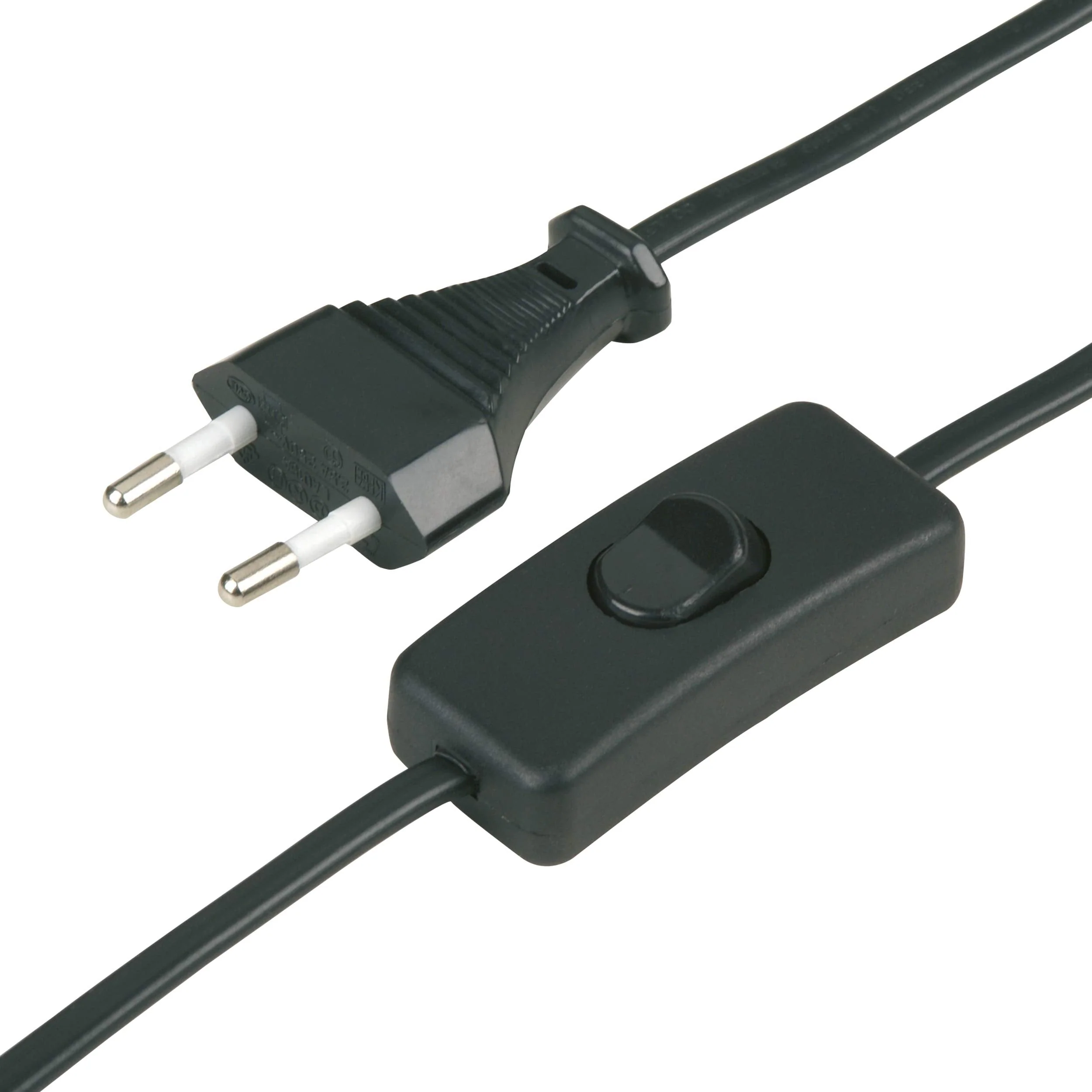 REV Cable with Switch and Euro Plug, 2 m, Max. 2 A, Black