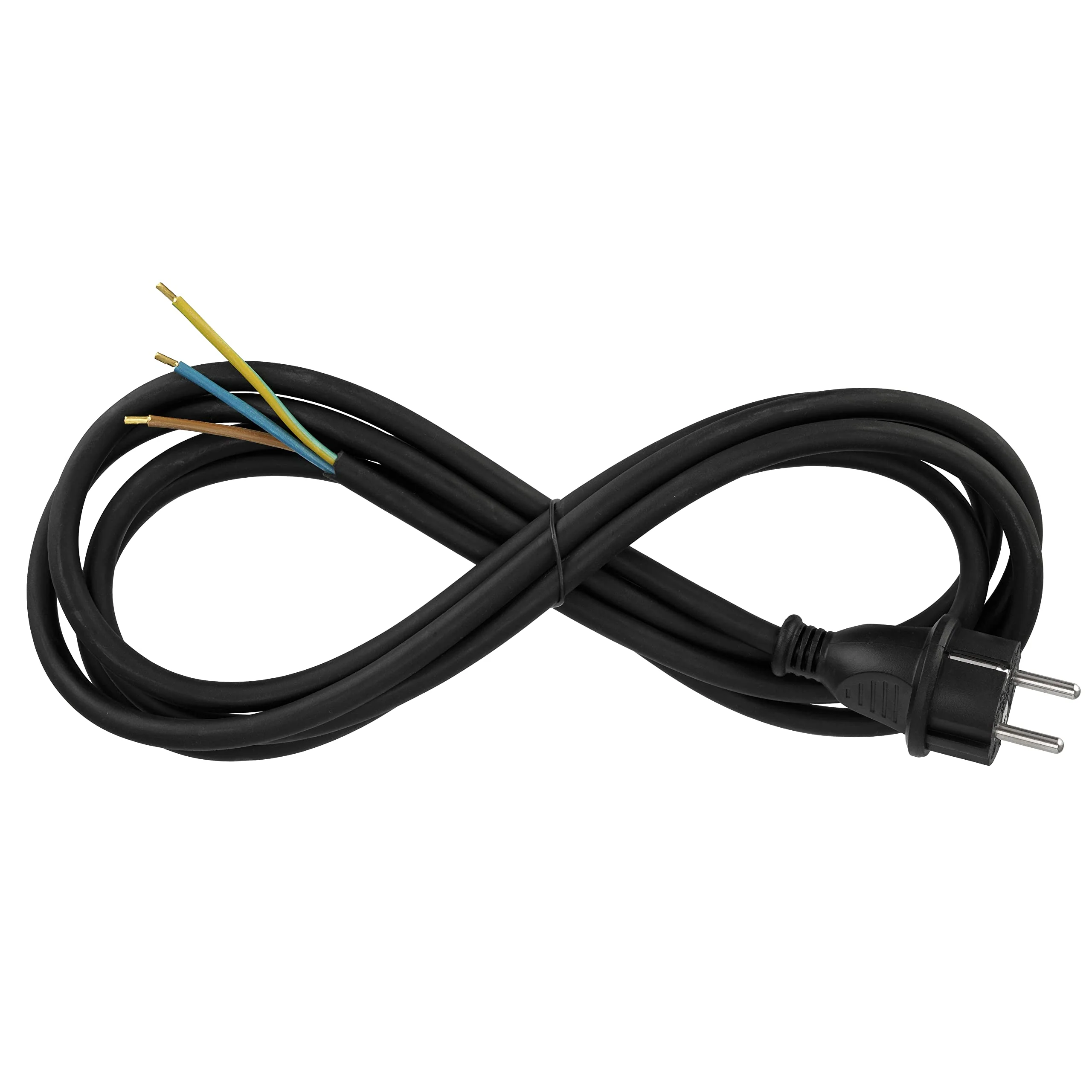 REV Ritter 0577133555 Lead with Grounded Plug Cord H05RR-F 1.5 mm² Cable – Black 2-black 3m