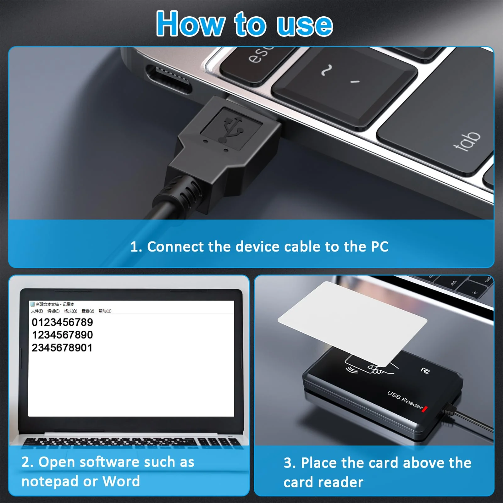 RFID Reader,Ajfwm 125KHz/13.56Mhz Dual Frequency RFID Scanner Read 1326 Family Proximity Cards & EM4100 ID IC NFC Card Access Control System Home Again - Image 2