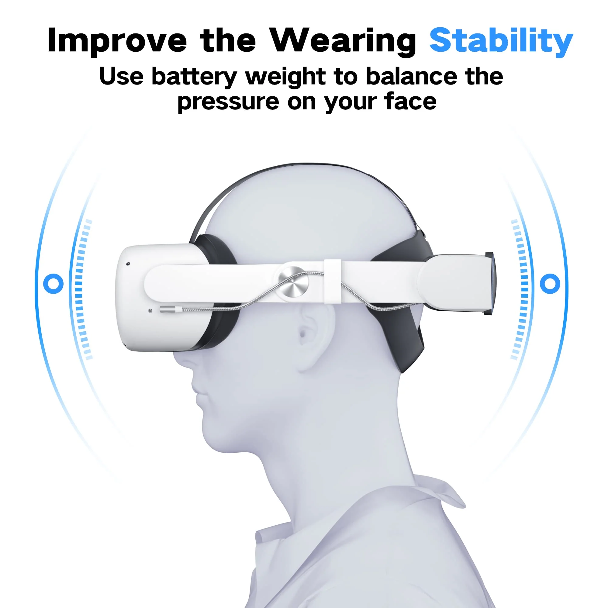 RGB Head Strap with Battery for Oculus Quest 2, 10000mAh Battery Pack for Extended 8 Hrs of Playtime, Fast Charging VR Power, Adjustable Elite Strap Enhanced Support and Balance in VR - Image 5