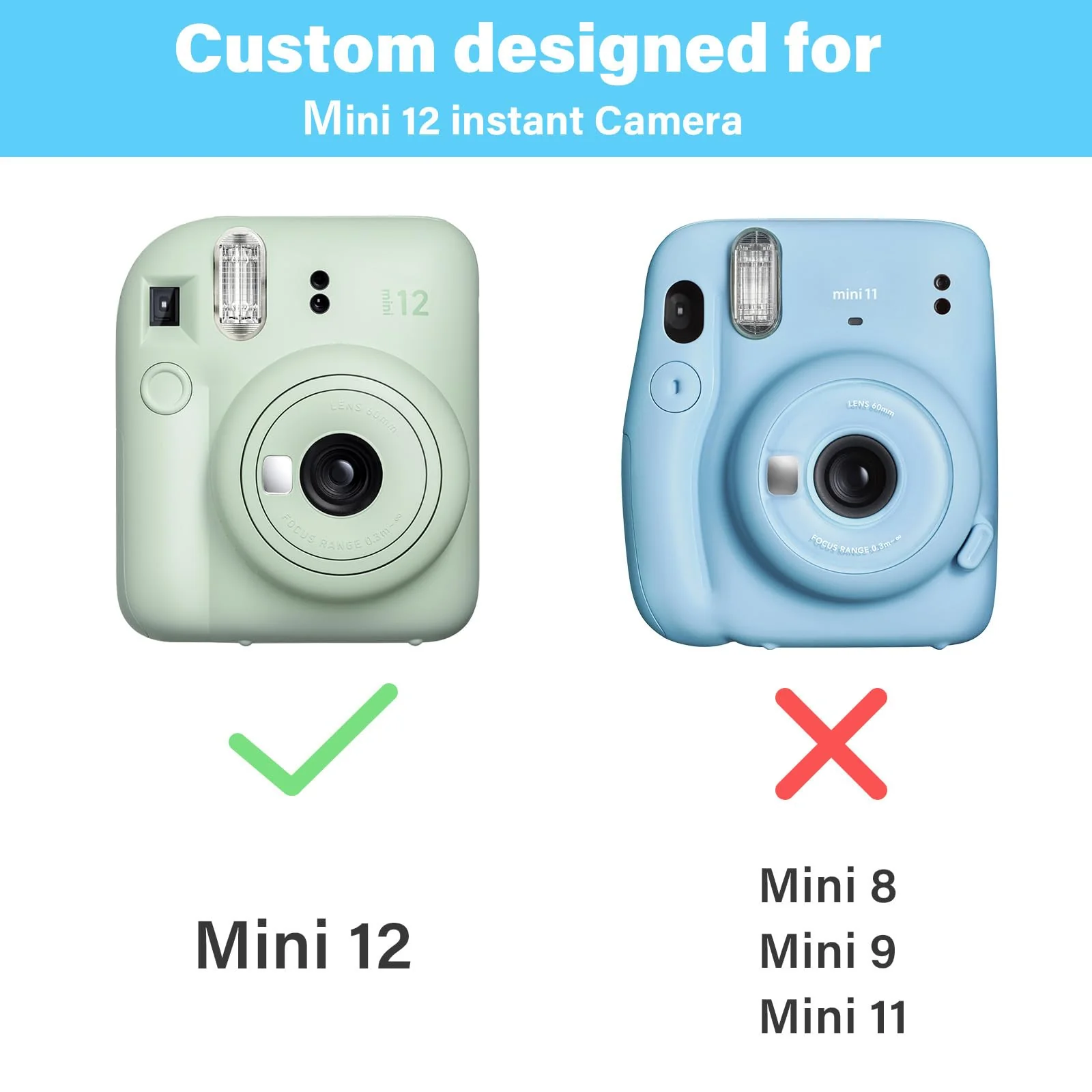 Rieibi Clear Case Compatible with Fuji Instax Mini 12, Polaroid Hard Carrying Case Bag for Fujifilm Instax Mini 12 Instant Camera, PC Cover with Photo Storage Pocket & Shoulder Strap Upgrade Clear - Image 3