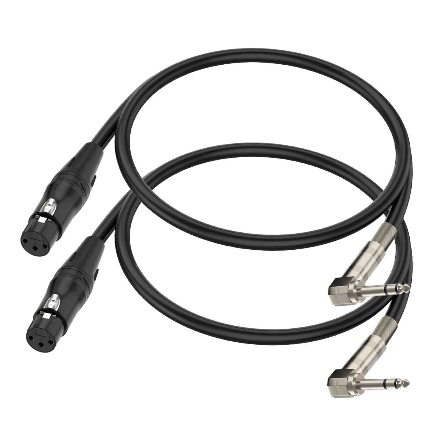 Right Angle 6.35mm TRS to XLR Female,(1.5FT 2Pack) Right Angle 1/4" TRS to XLR 3Pin Female,for Speakers, Stage, DJ and More Right Angle 6.35mm TRS to XLR Female