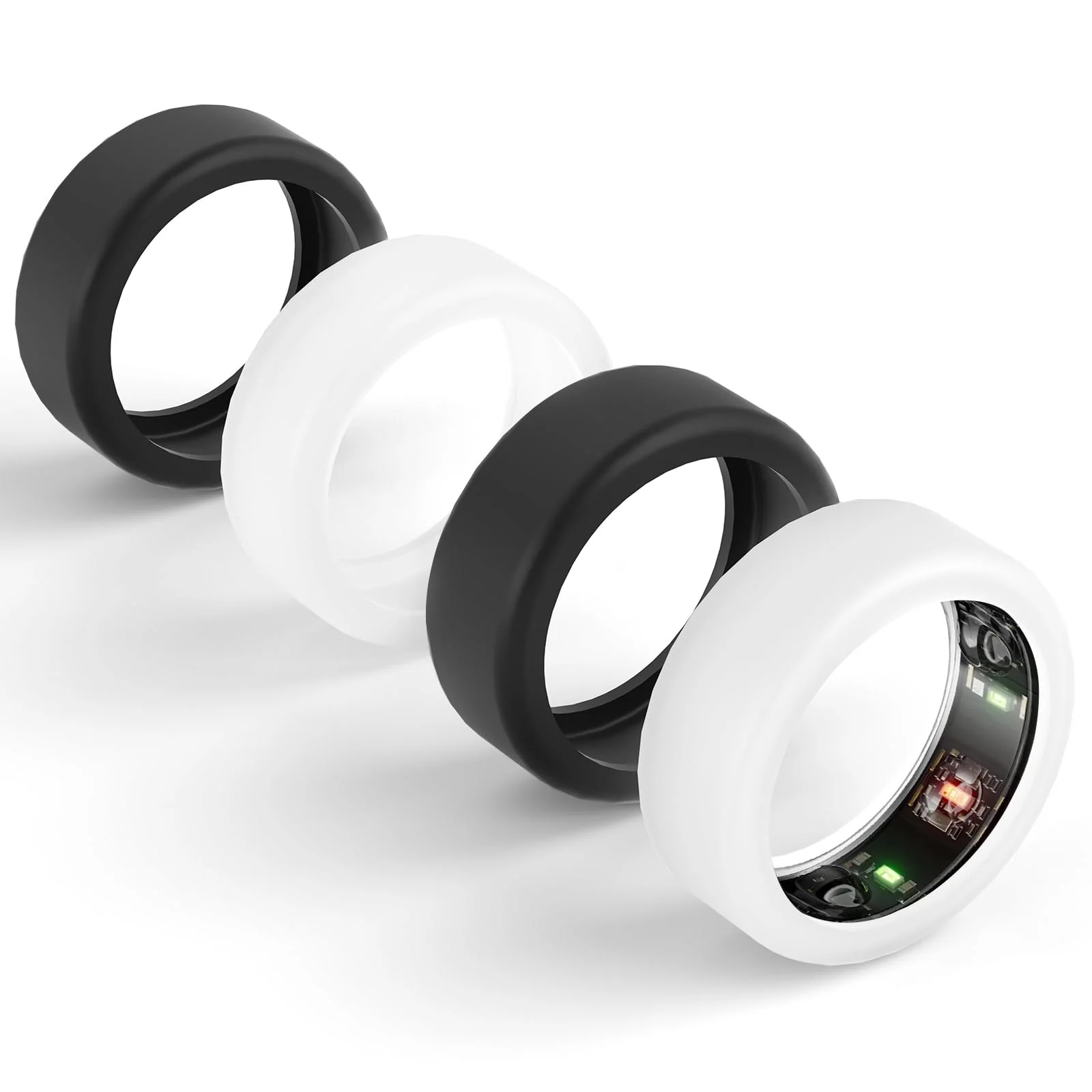 Ring Protector Compatible for Oura Ring 4/Gen3/Samsung Galaxy Ring/RingConn Gen 2&1/ULTRAHUMAN Ring AIR,Silicone Case Finger Woking Out Women Men(Black*2+Clear*2,S for 5/6/7/8/9/10) S for 5/6/7/8/9/10 Black*2+Transparent*2