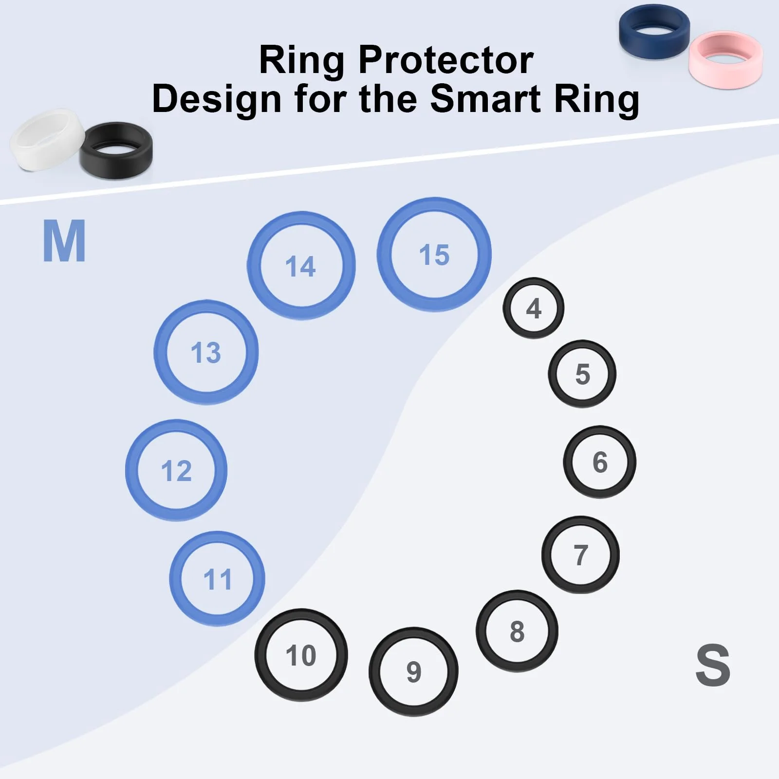 Ring Protector Compatible for Oura Ring 4/Gen3/Samsung Galaxy Ring/RingConn Gen 2&1/ULTRAHUMAN Ring AIR,Silicone Case Finger Woking Out Women Men(Black*2+Clear*2,S for 5/6/7/8/9/10) S for 5/6/7/8/9/10 Black*2+Transparent*2 - Image 2