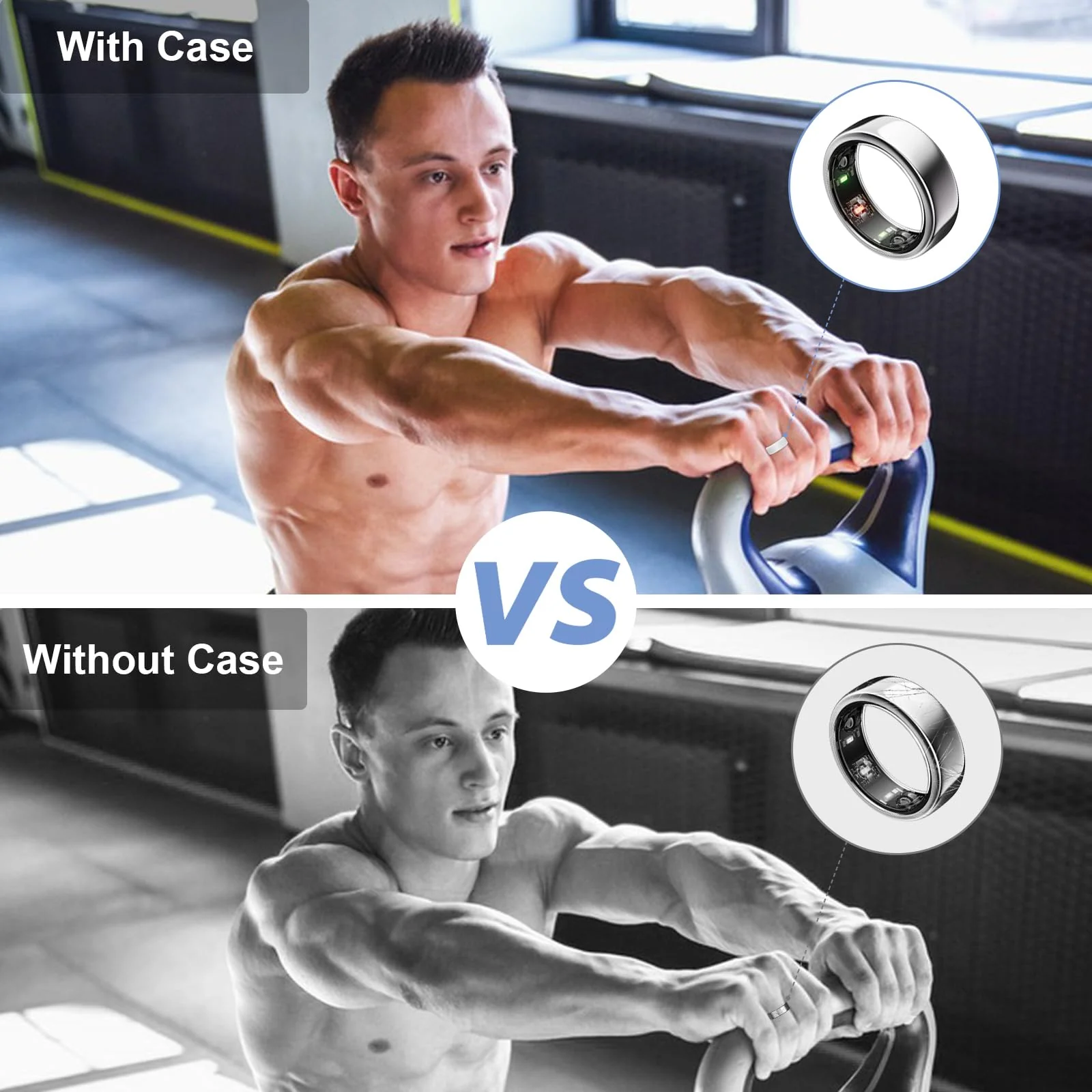 Ring Protector Compatible for Oura Ring 4/Gen3/Samsung Galaxy Ring/RingConn Gen 2&1/ULTRAHUMAN Ring AIR,Silicone Case Finger Woking Out Women Men(Black*2+Clear*2,S for 5/6/7/8/9/10) S for 5/6/7/8/9/10 Black*2+Transparent*2 - Image 3