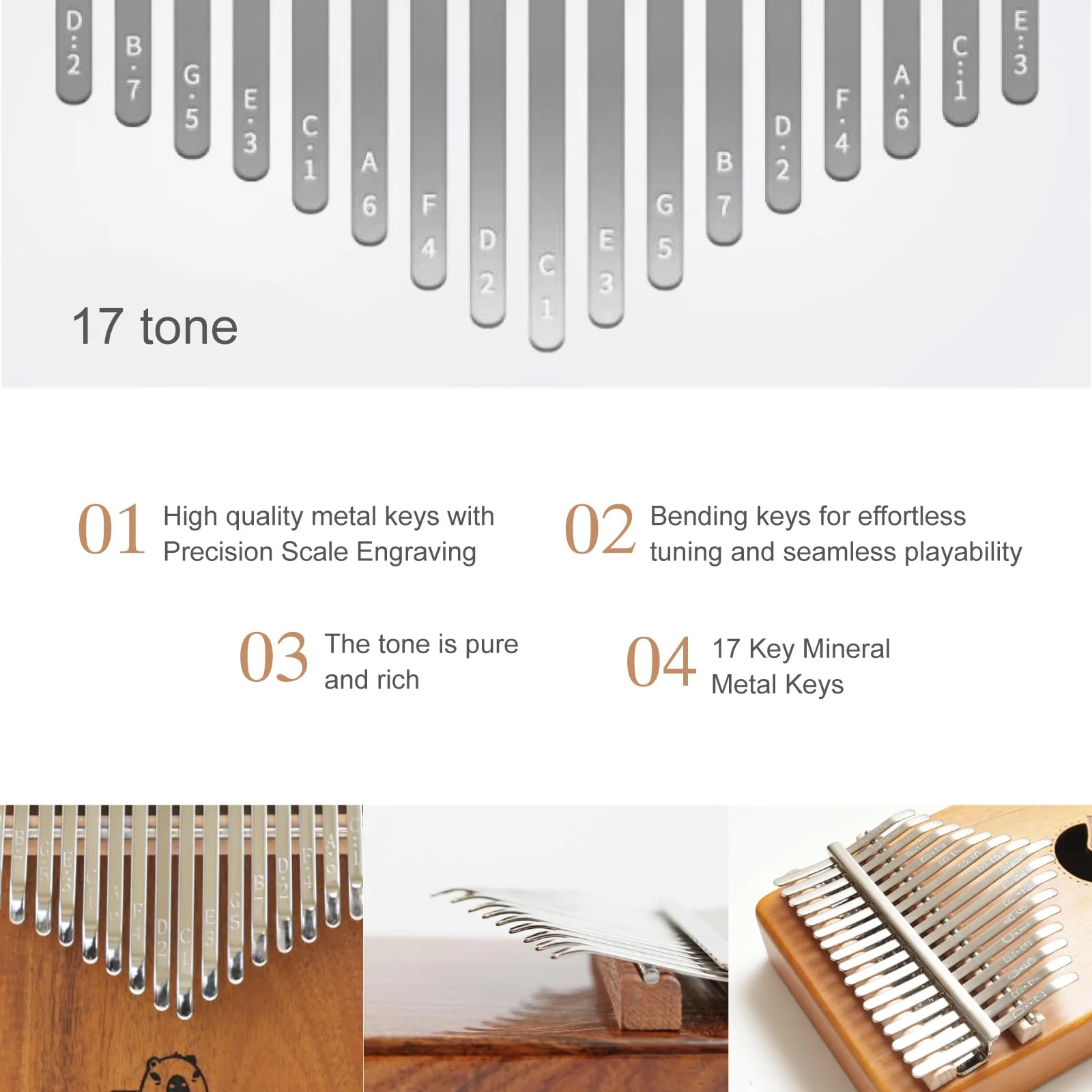 Risen Kalimba, Gradient Brown 17 Keys, Thumb Piano, Metal Keys with Scale Engraving, Capybara Design,Small Musical Instrument, Gifts For Beginner, Music Love (Capybara Couch Potato Natural Wood) Capybara Couch Potato Natural Wood - Image 3