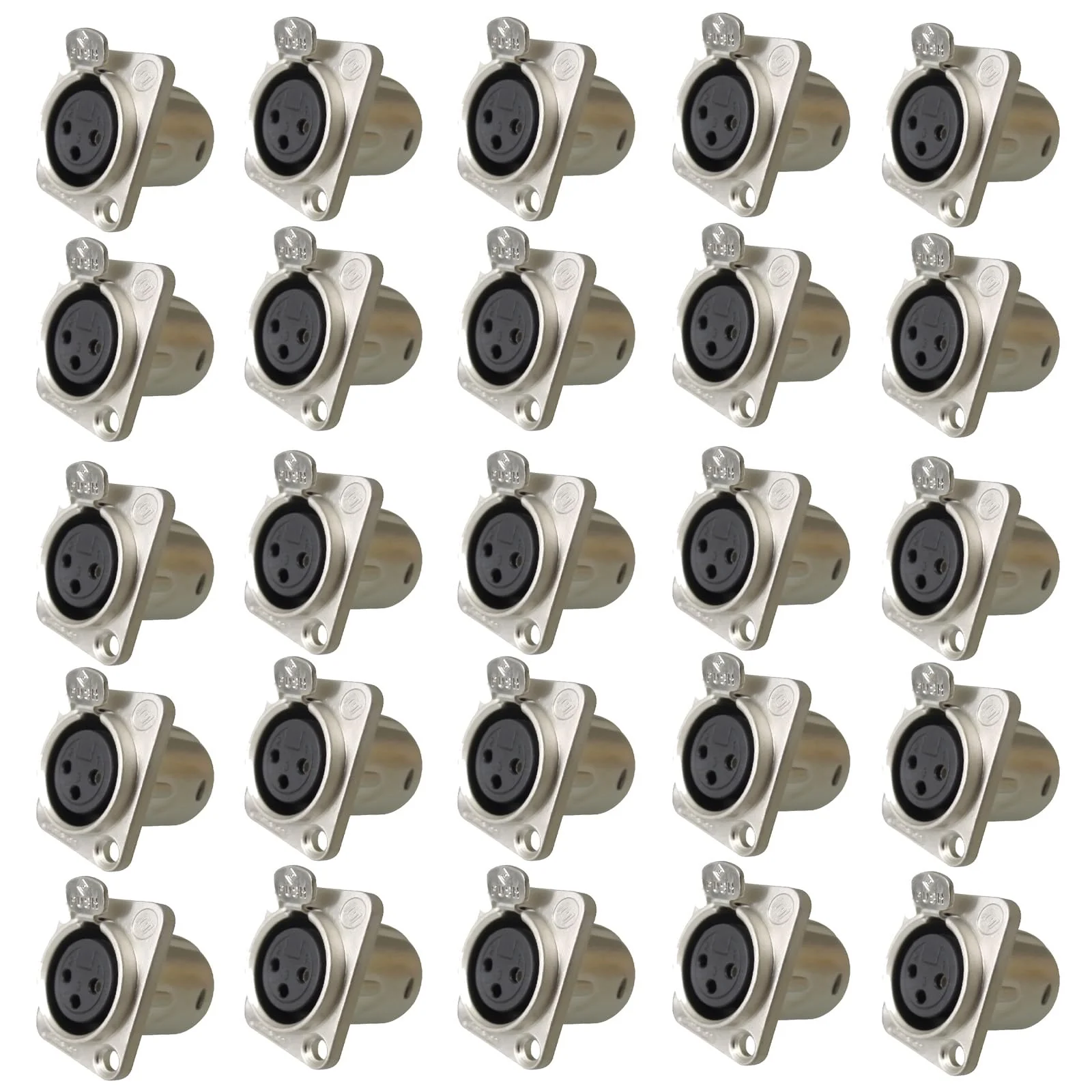 RIVIERA XLR Panel Mount Chassis 3pin Female with Fine Chrome-Plated Metal Housing and Silver-Coated Contacts (25 Pack Silver Female) 25 Pack Female Silver