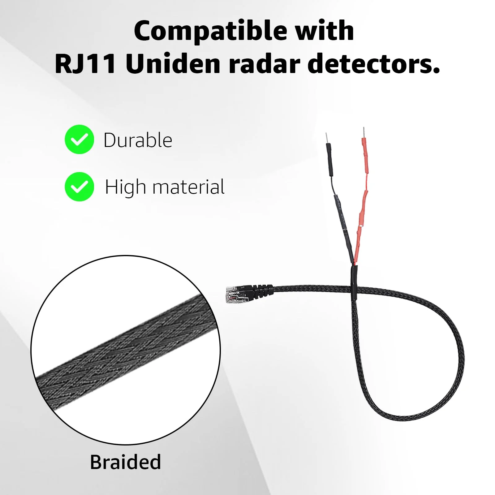RJ11 Power Cord Compatible with Uniden Radar Mirror Wire Detectors,Model (3005201U) Fits R1 R3 R4 R7 R8 (1) 1 PCS - Image 2